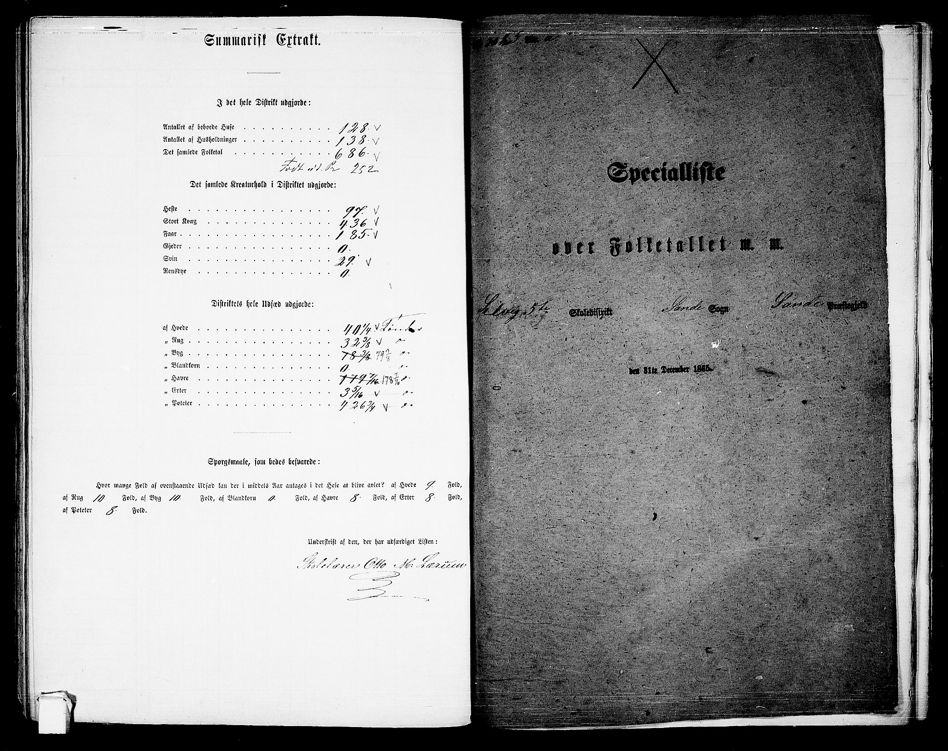 RA, 1865 census for Sande, 1865, p. 111