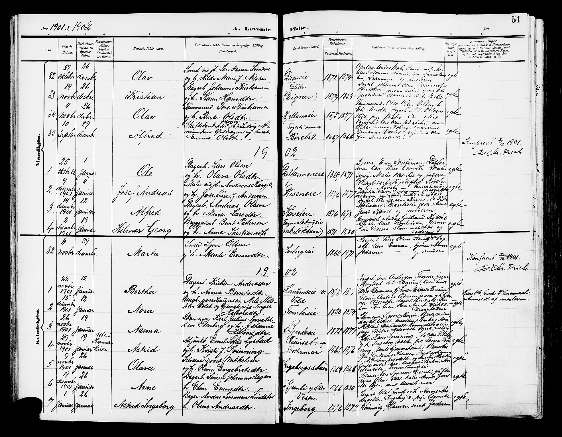 Vang prestekontor, Hedmark, SAH/PREST-008/H/Ha/Hab/L0014: Parish register (copy) no. 14, 1896-1914, p. 51