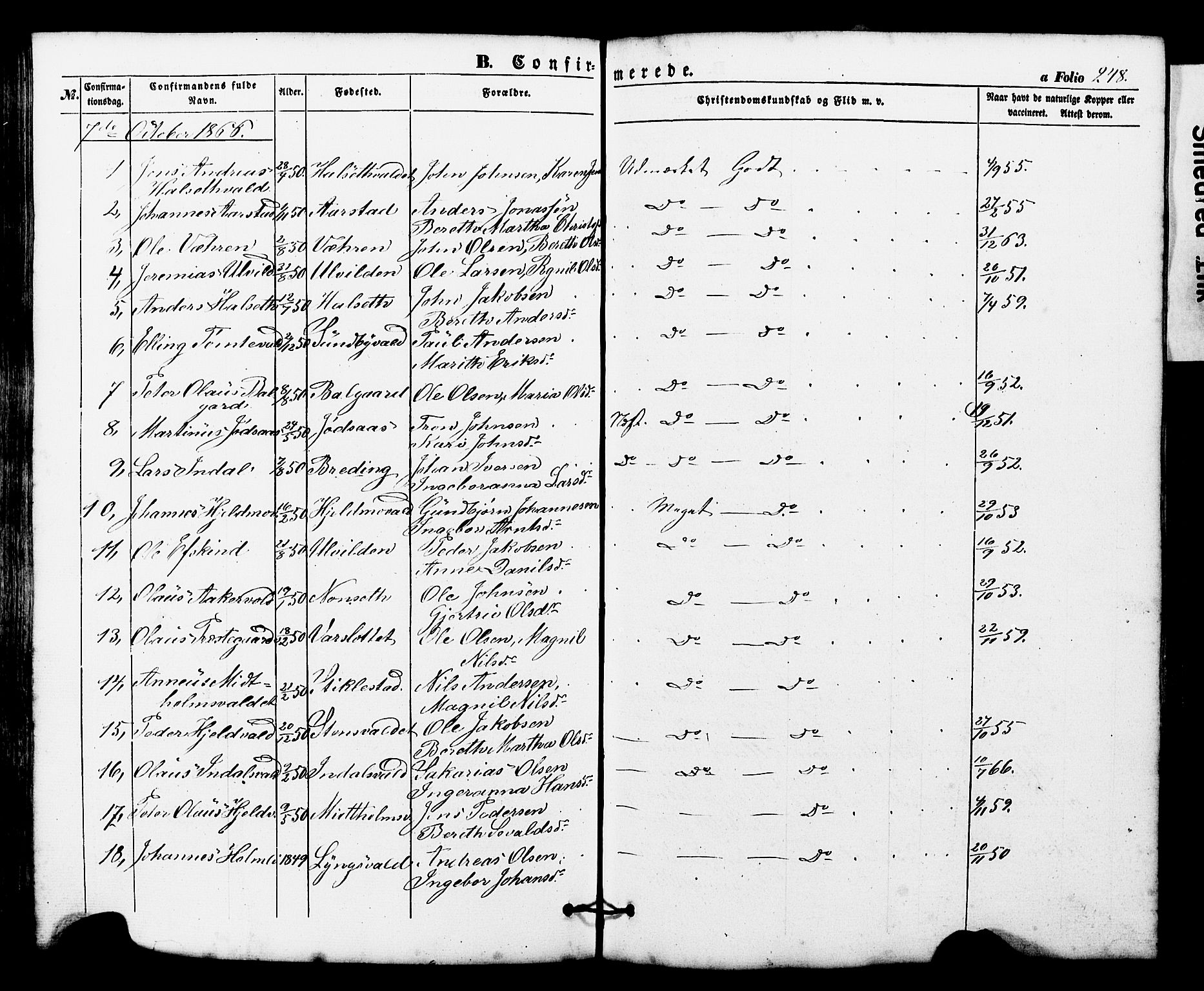 Ministerialprotokoller, klokkerbøker og fødselsregistre - Nord-Trøndelag, AV/SAT-A-1458/724/L0268: Parish register (copy) no. 724C04, 1846-1878, p. 248