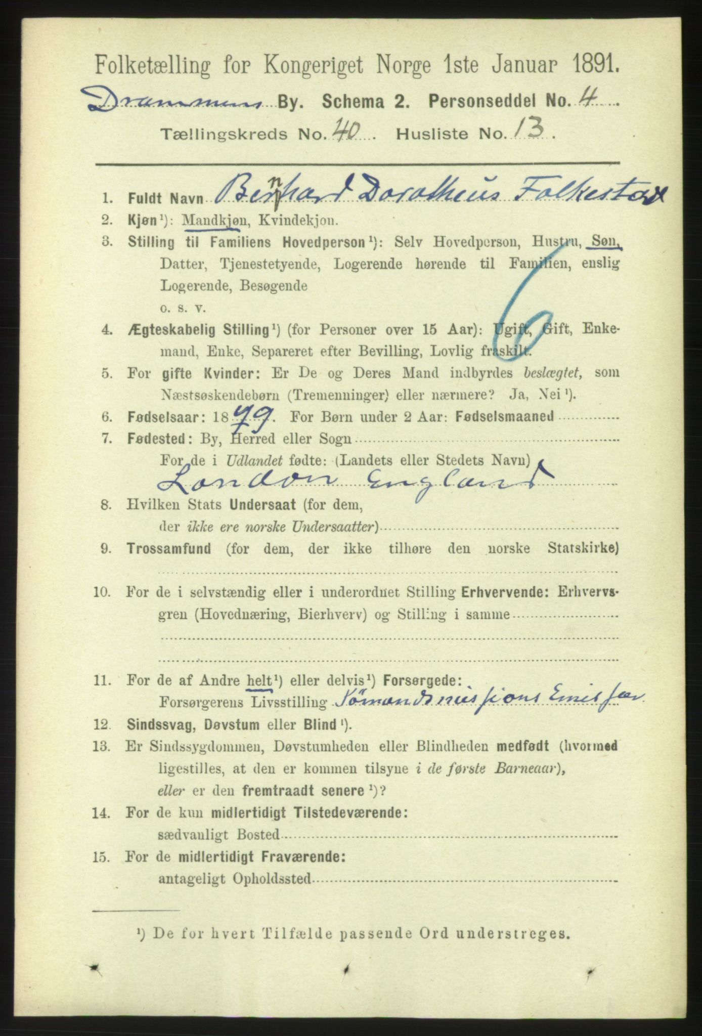 RA, 1891 census for 0602 Drammen, 1891, p. 23819