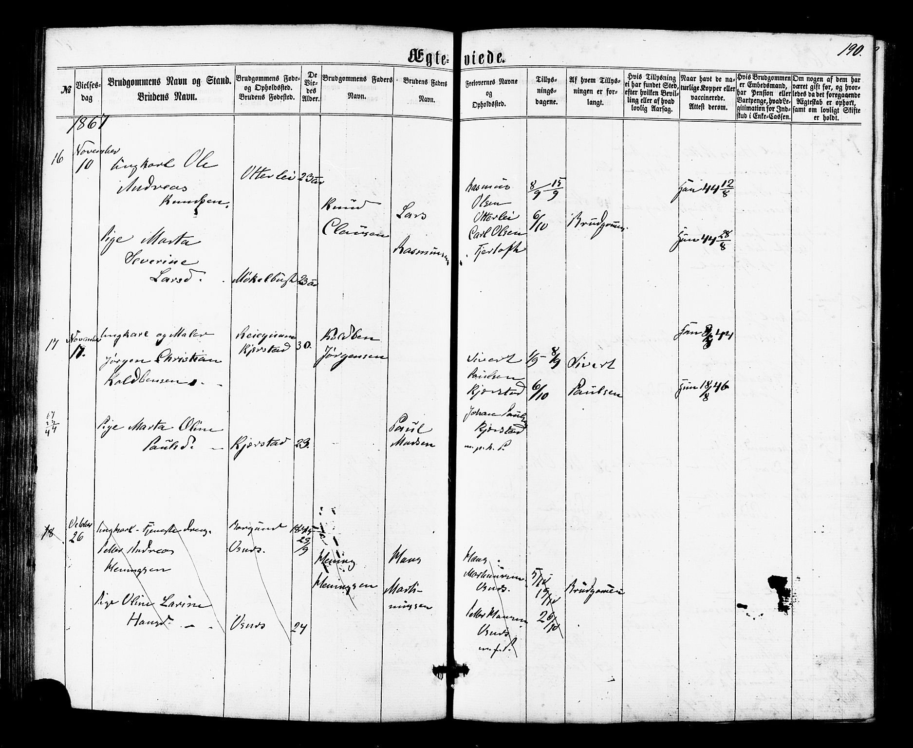 Ministerialprotokoller, klokkerbøker og fødselsregistre - Møre og Romsdal, AV/SAT-A-1454/536/L0498: Parish register (official) no. 536A07, 1862-1875, p. 190
