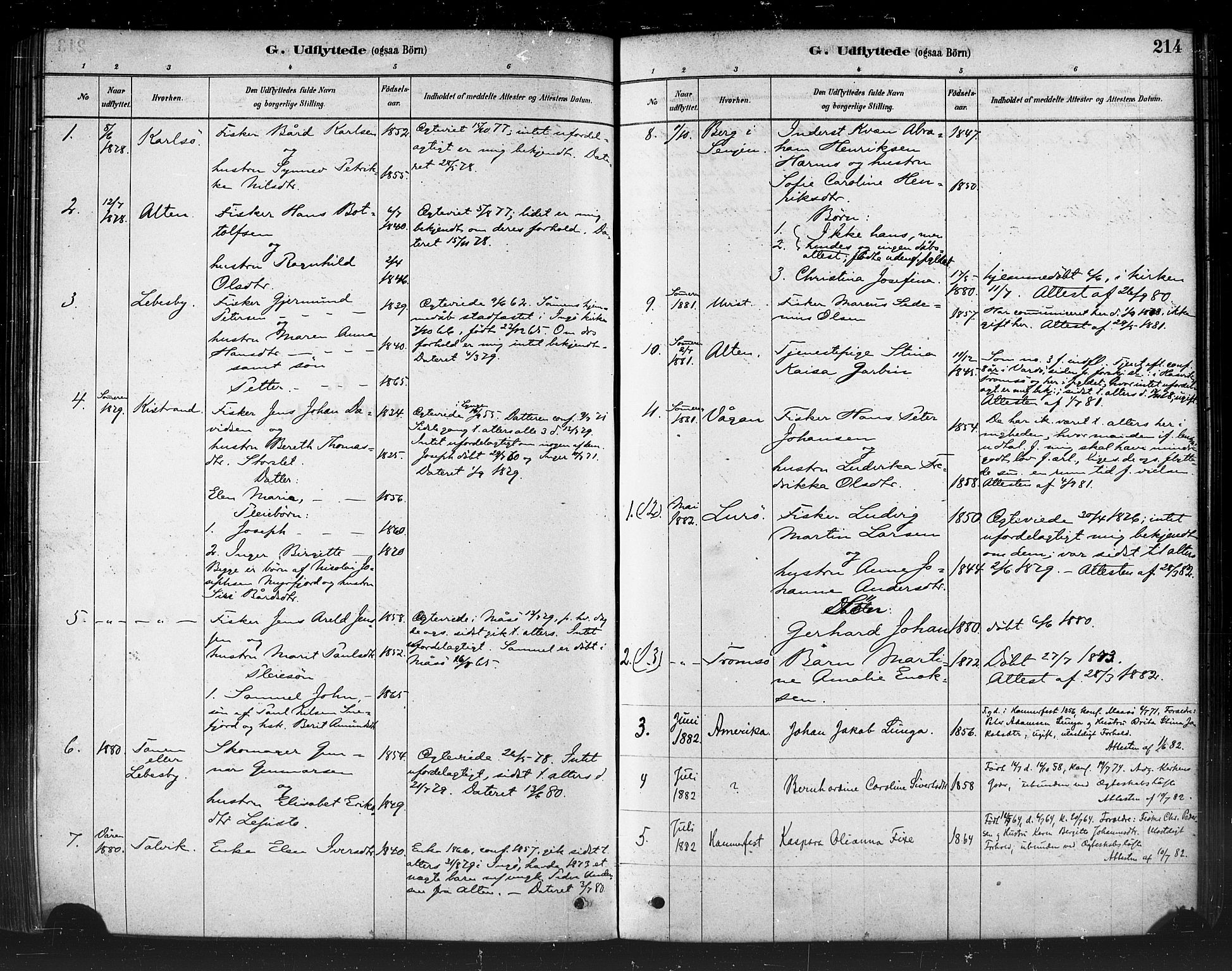 Måsøy sokneprestkontor, SATØ/S-1348/H/Ha/L0004kirke: Parish register (official) no. 4, 1878-1891, p. 214