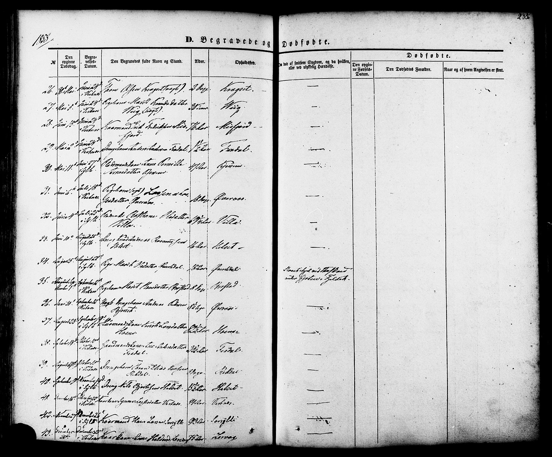 Ministerialprotokoller, klokkerbøker og fødselsregistre - Møre og Romsdal, AV/SAT-A-1454/539/L0529: Parish register (official) no. 539A02, 1848-1872, p. 285