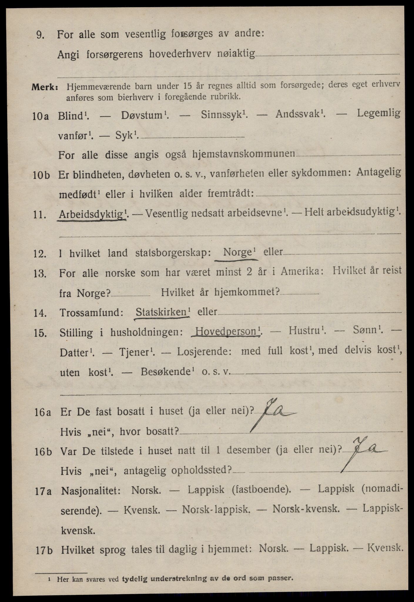 SAT, 1920 census for Ørland, 1920, p. 1392