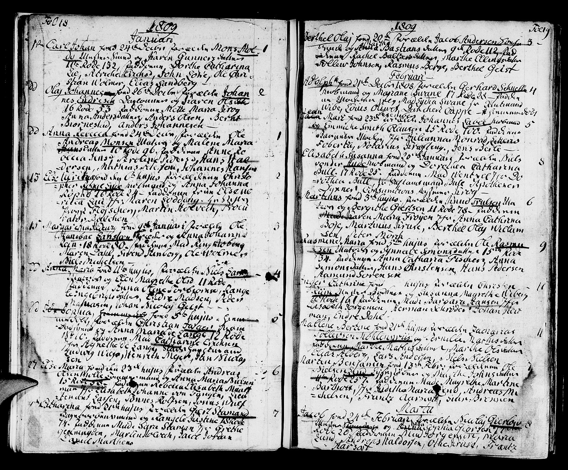 Domkirken sokneprestembete, AV/SAB-A-74801/H/Haa/L0005: Parish register (official) no. A 5, 1808-1820, p. 18-19