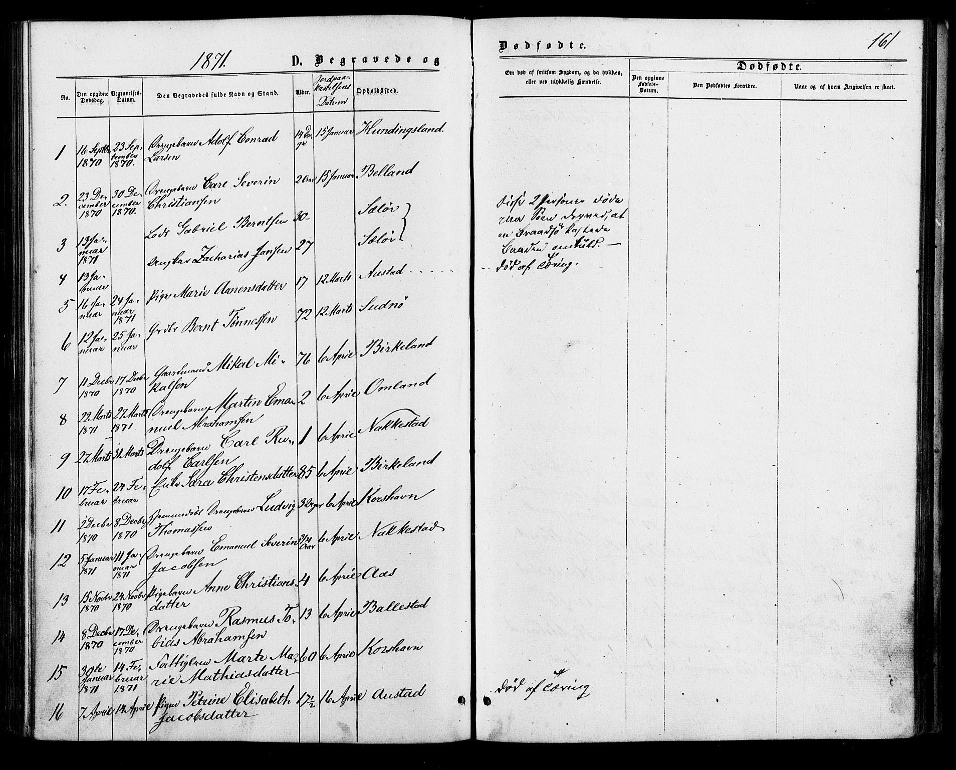 Lyngdal sokneprestkontor, SAK/1111-0029/F/Fa/Faa/L0003: Parish register (official) no. A 3, 1871-1882, p. 161