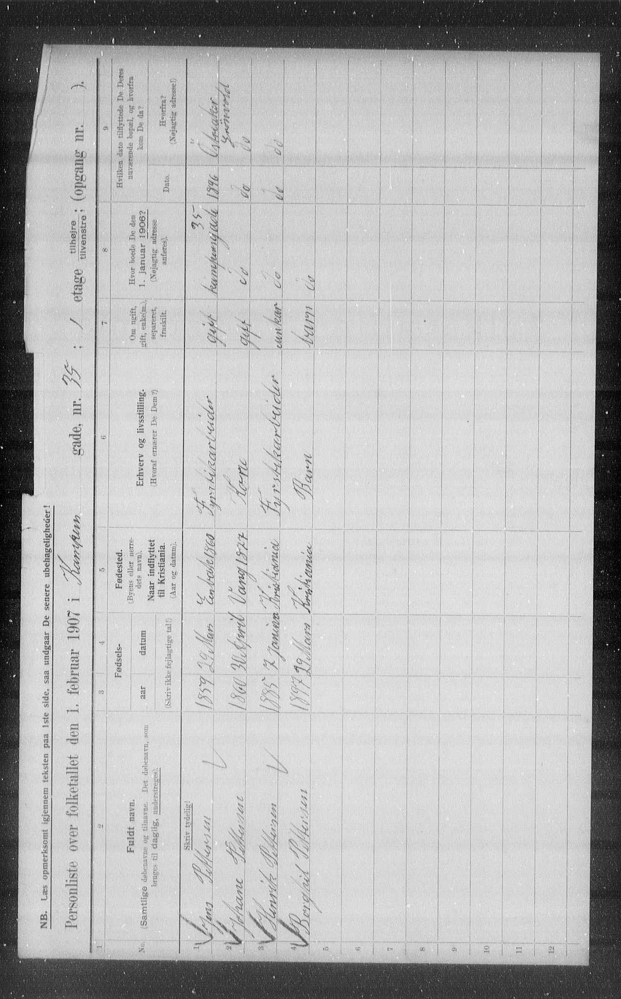 OBA, Municipal Census 1907 for Kristiania, 1907, p. 24489