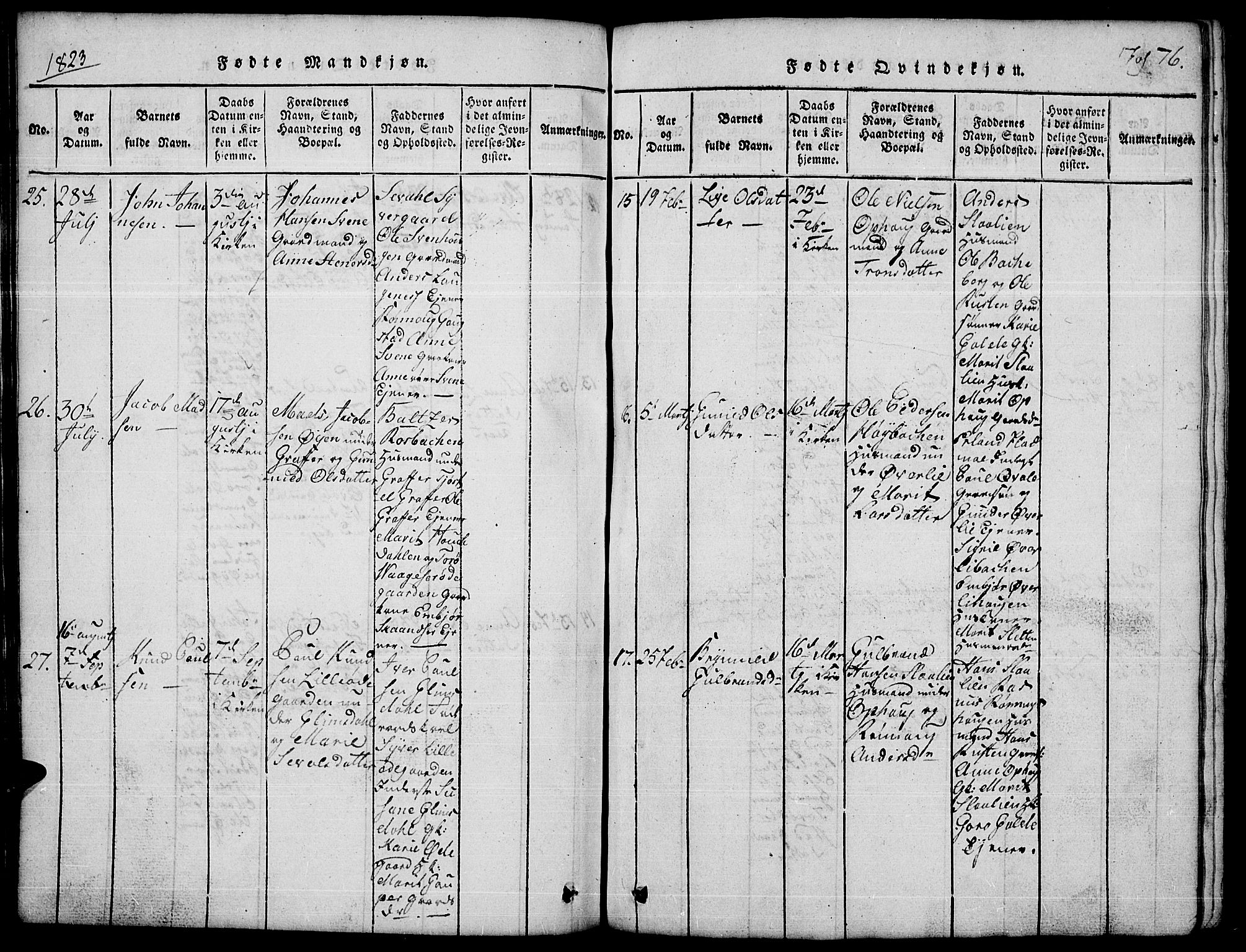 Lom prestekontor, AV/SAH-PREST-070/L/L0001: Parish register (copy) no. 1, 1815-1836, p. 76