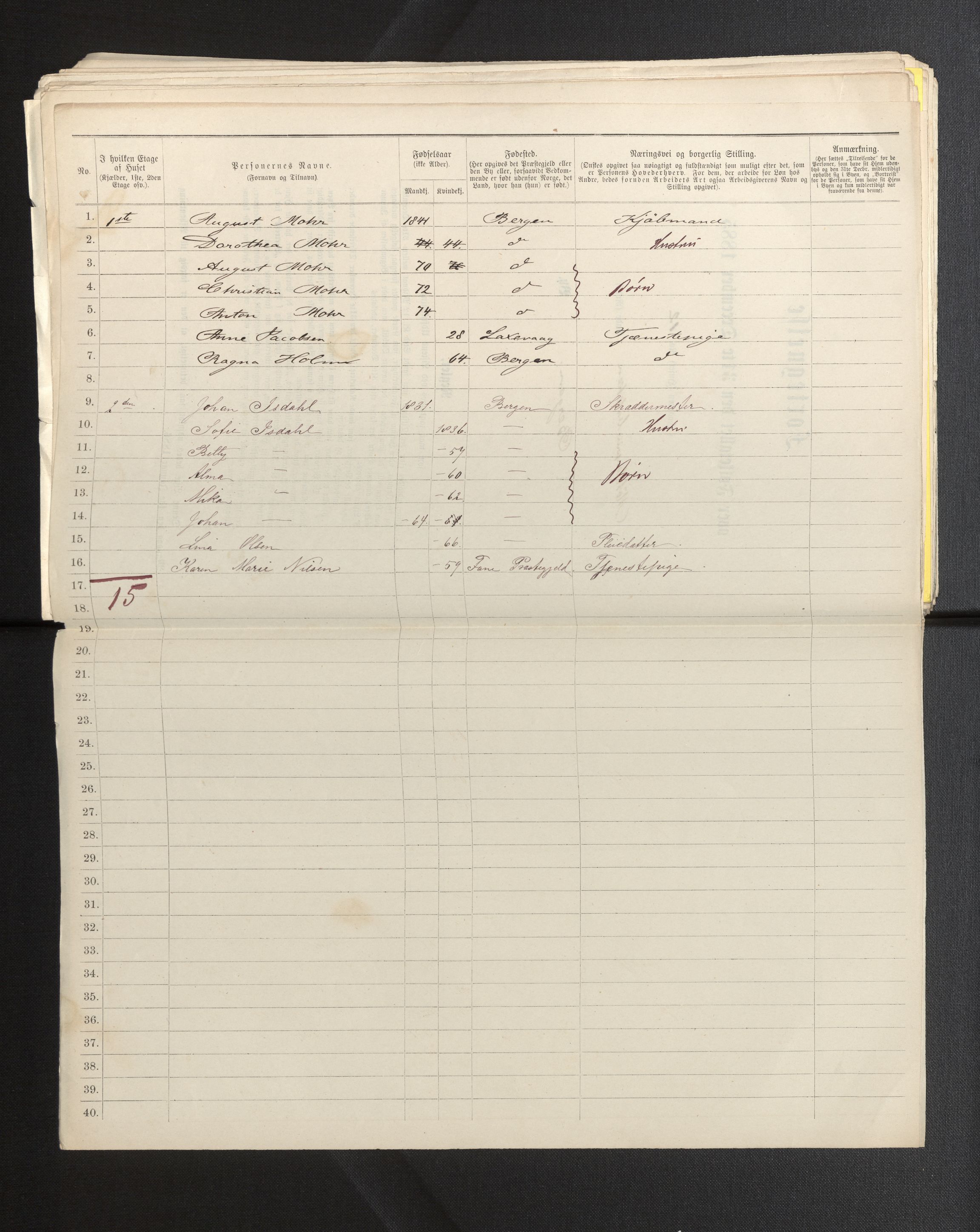 SAB, 1885 census for 1301 Bergen, 1885, p. 4093