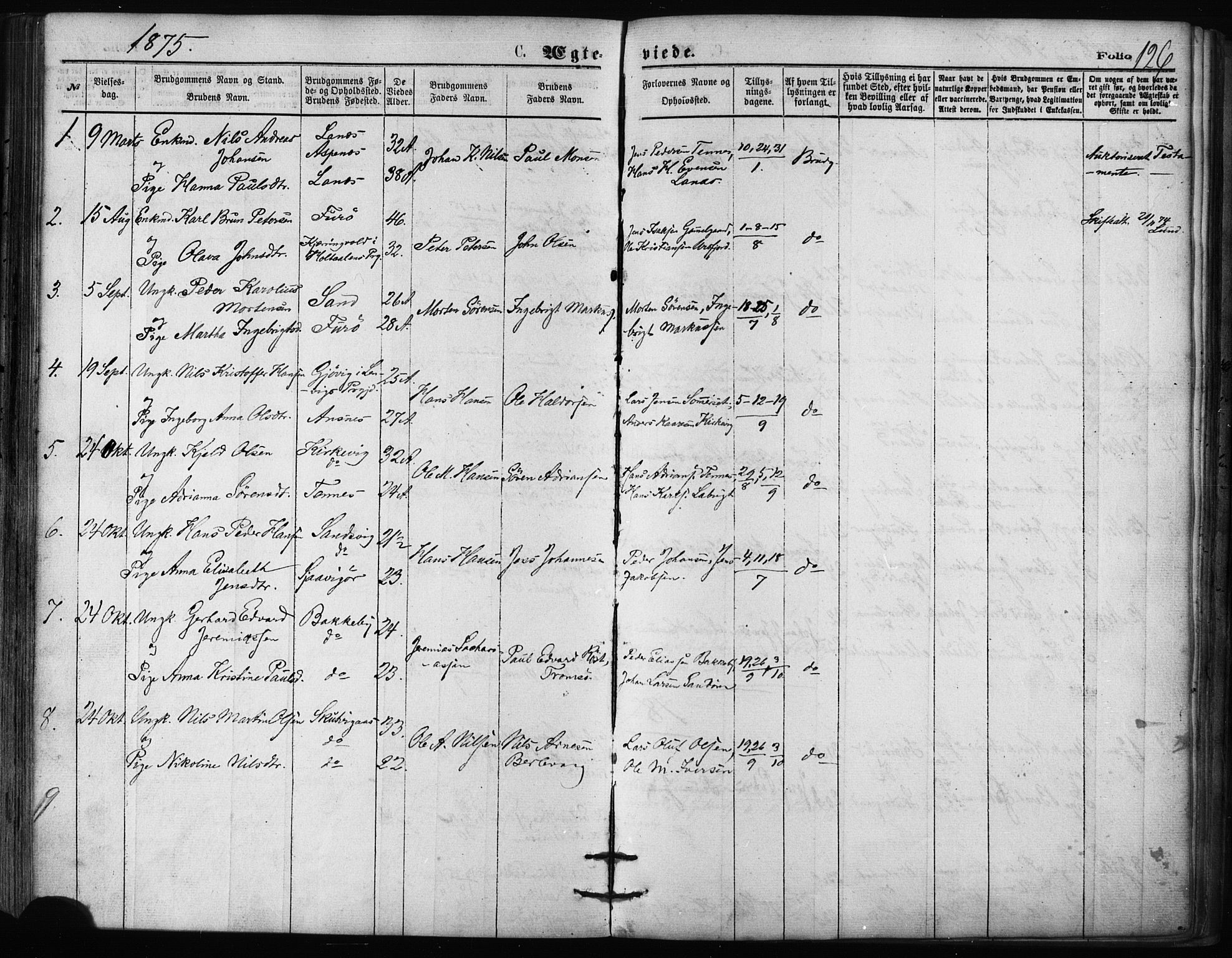 Balsfjord sokneprestembete, SATØ/S-1303/G/Ga/L0002kirke: Parish register (official) no. 2, 1871-1886, p. 126