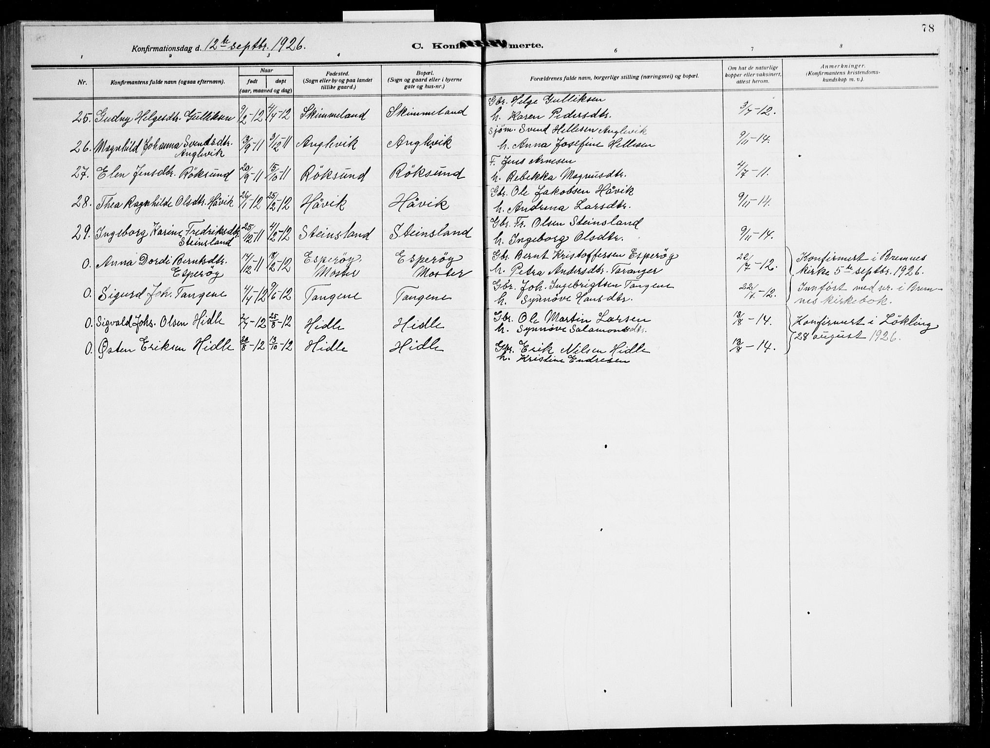 Finnås sokneprestembete, SAB/A-99925/H/Ha/Hab/Haba/L0005: Parish register (copy) no. A 5, 1924-1945, p. 78