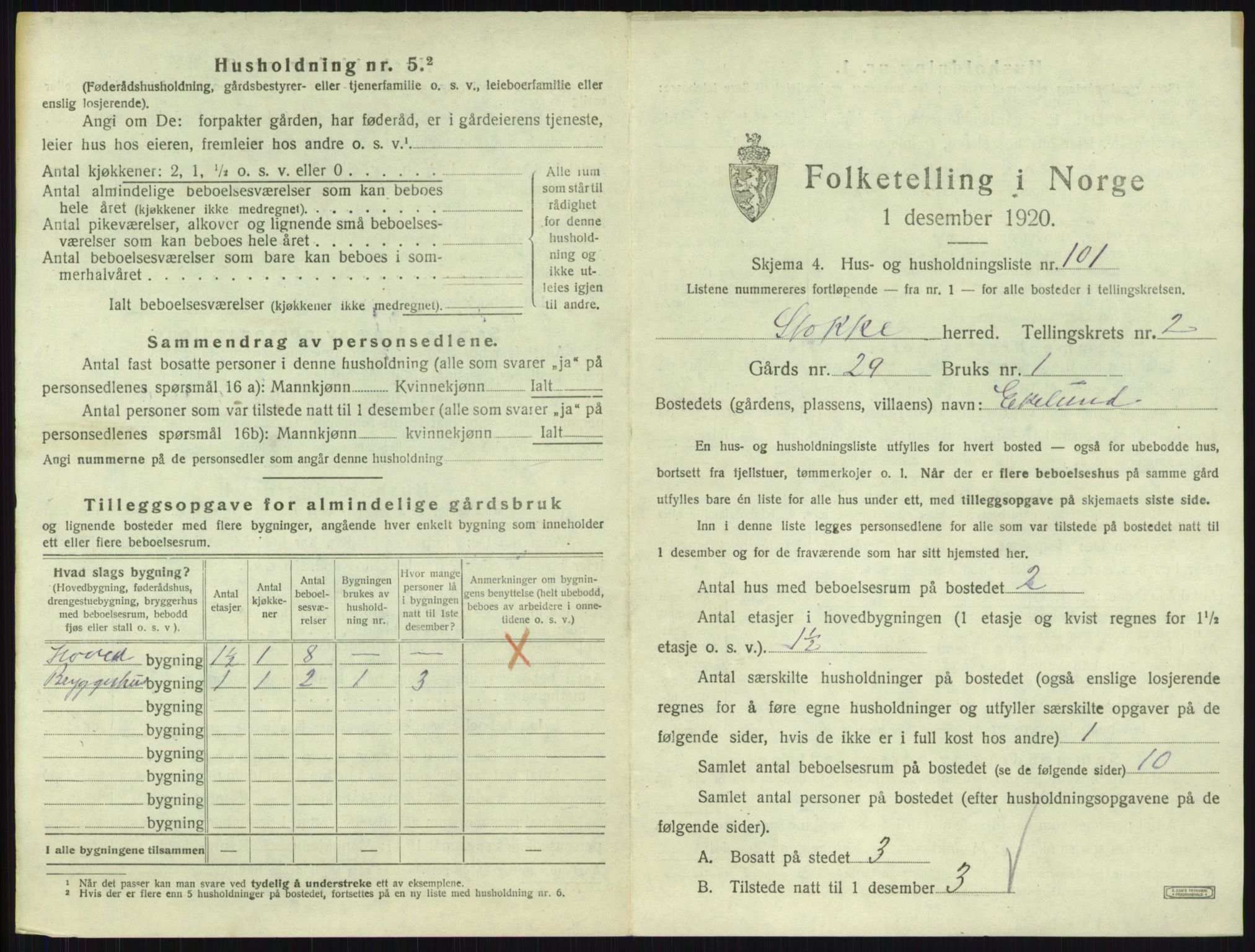 SAKO, 1920 census for Stokke, 1920, p. 468