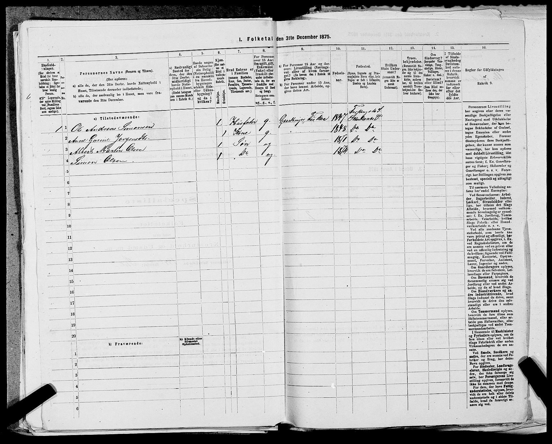 SAST, 1875 census for 1150L Skudenes/Falnes, Åkra og Ferkingstad, 1875, p. 915