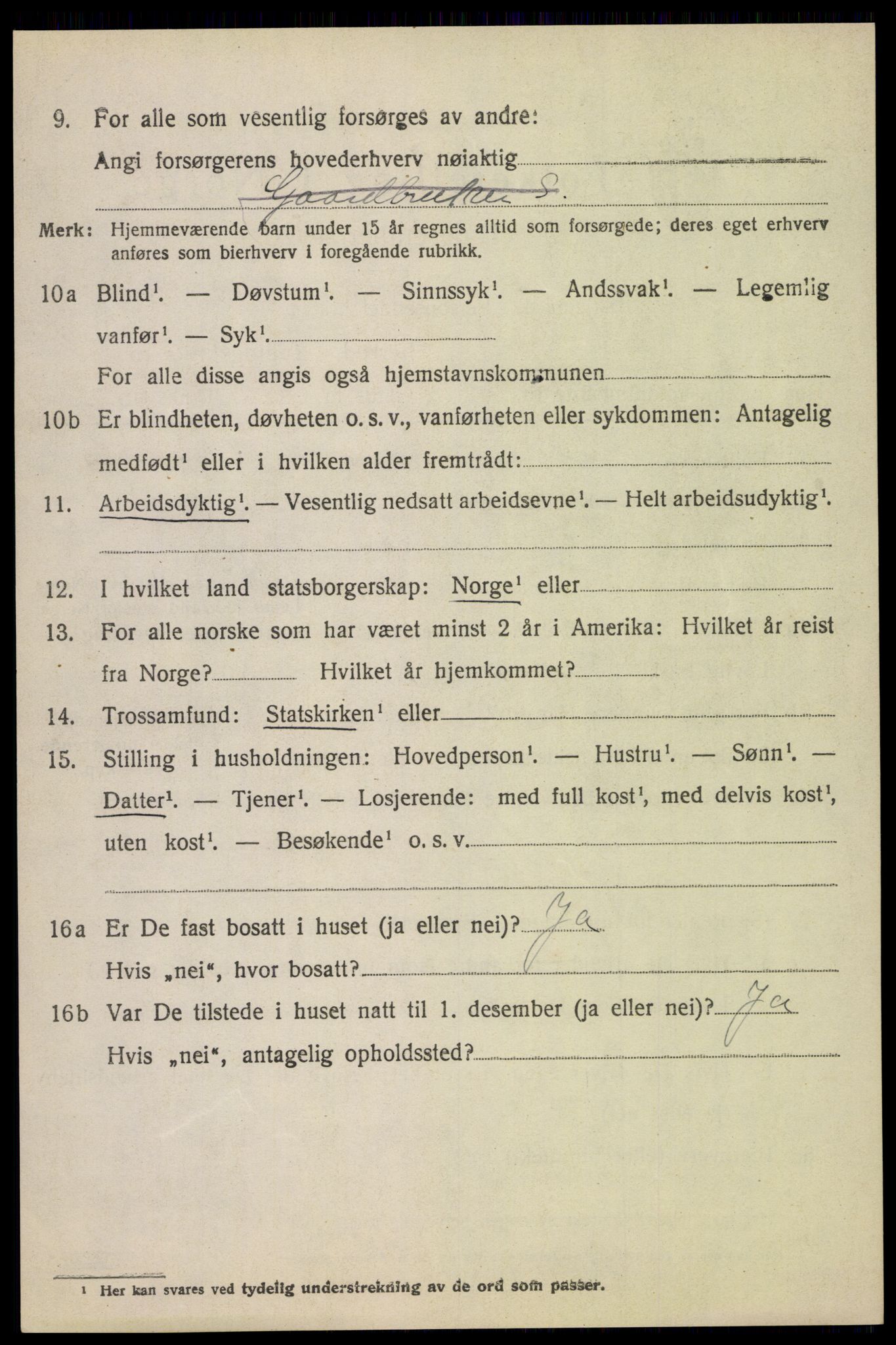 SAH, 1920 census for Eina, 1920, p. 2929