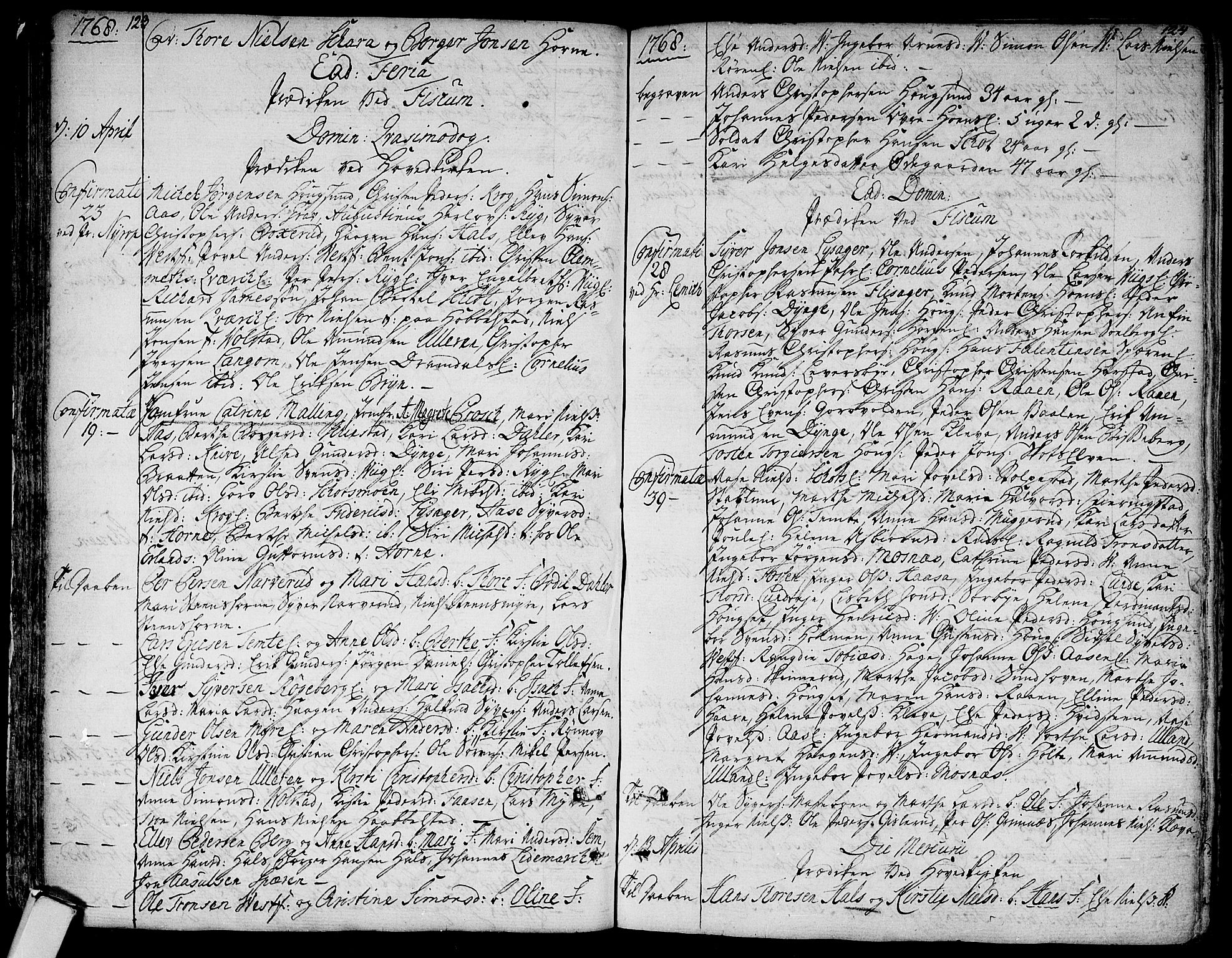 Eiker kirkebøker, AV/SAKO-A-4/F/Fa/L0008: Parish register (official) no. I 8, 1764-1788, p. 123-124