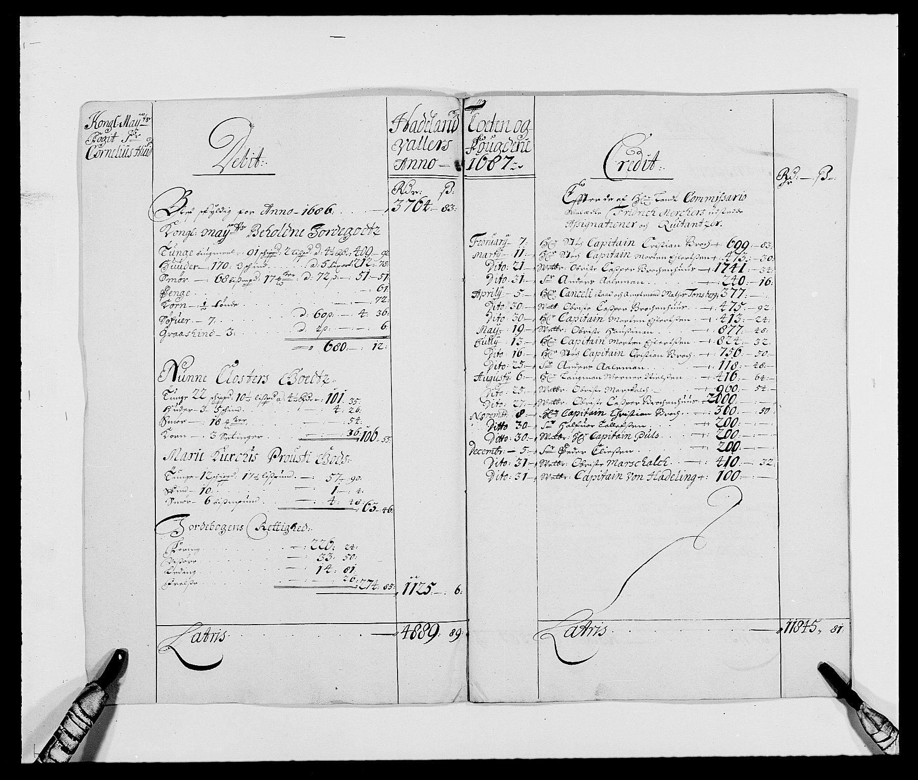 Rentekammeret inntil 1814, Reviderte regnskaper, Fogderegnskap, AV/RA-EA-4092/R18/L1286: Fogderegnskap Hadeland, Toten og Valdres, 1687, p. 3