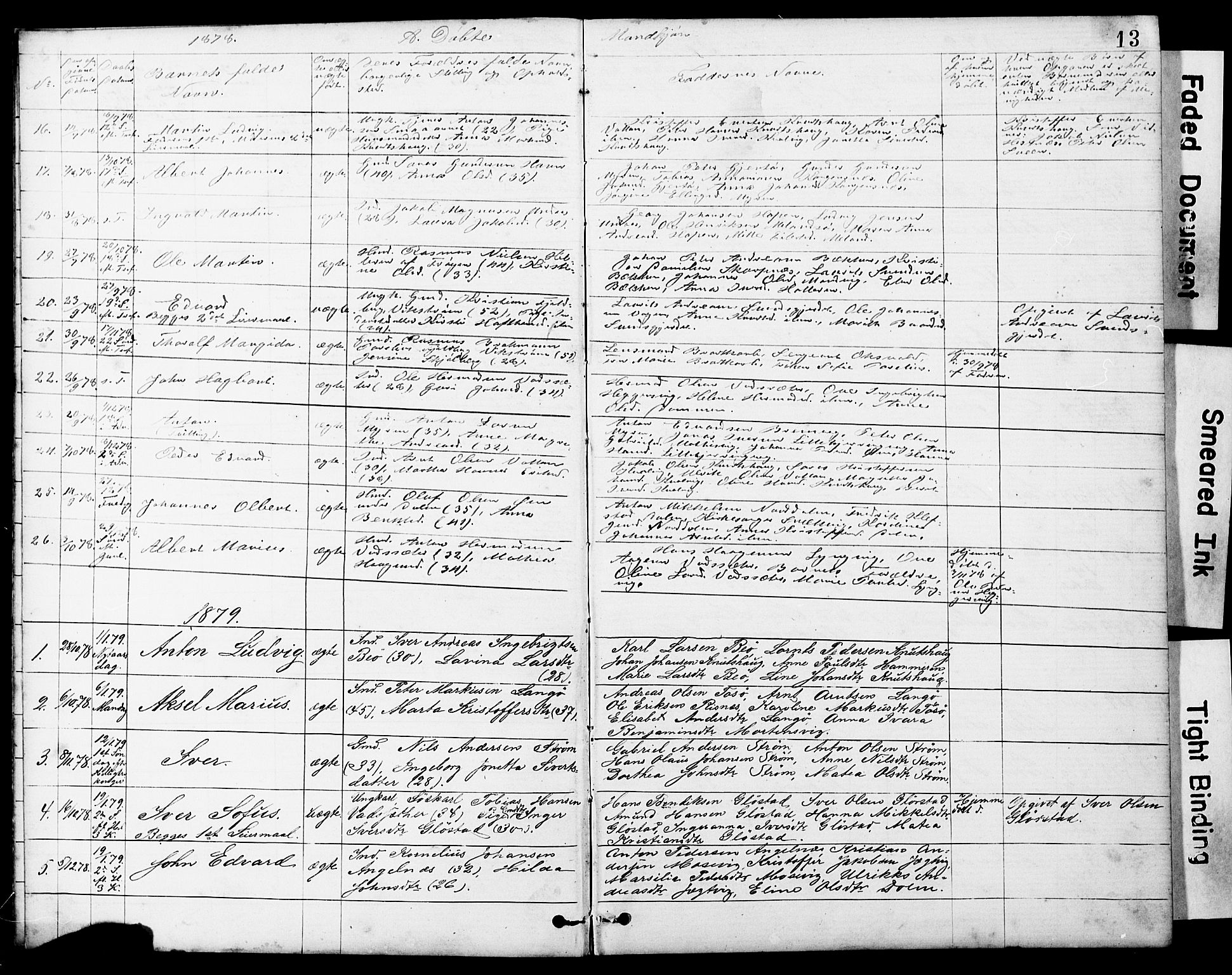 Ministerialprotokoller, klokkerbøker og fødselsregistre - Sør-Trøndelag, SAT/A-1456/634/L0541: Parish register (copy) no. 634C03, 1874-1891, p. 13