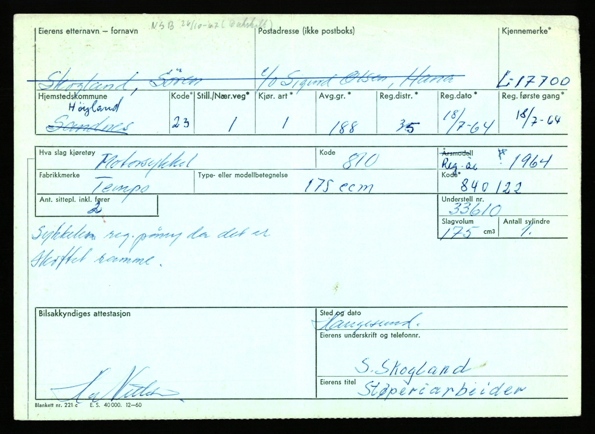 Stavanger trafikkstasjon, AV/SAST-A-101942/0/F/L0032: L-17600 - L-18149, 1930-1971, p. 299