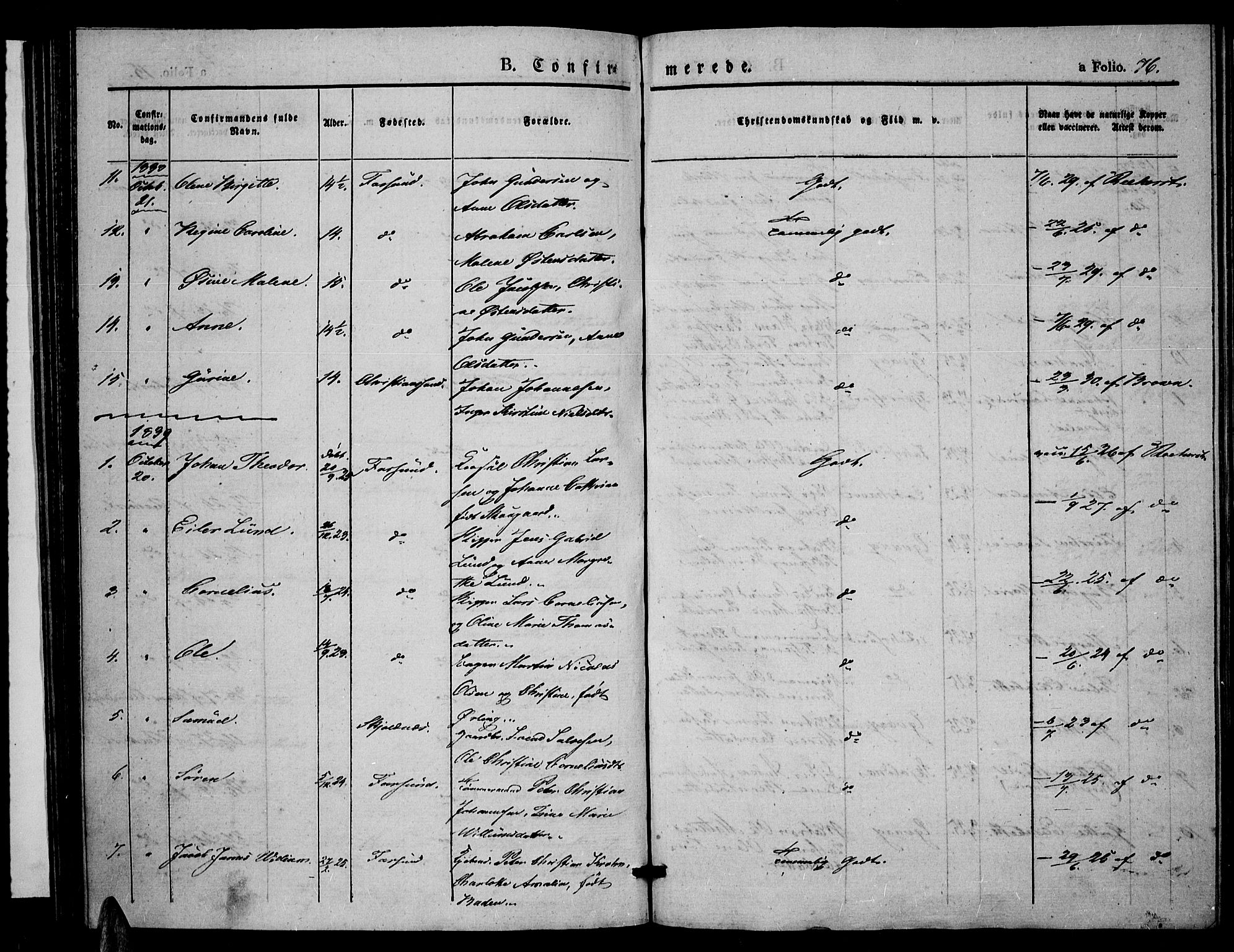 Farsund sokneprestkontor, AV/SAK-1111-0009/F/Fa/L0003: Parish register (official) no. A 3, 1836-1846, p. 76