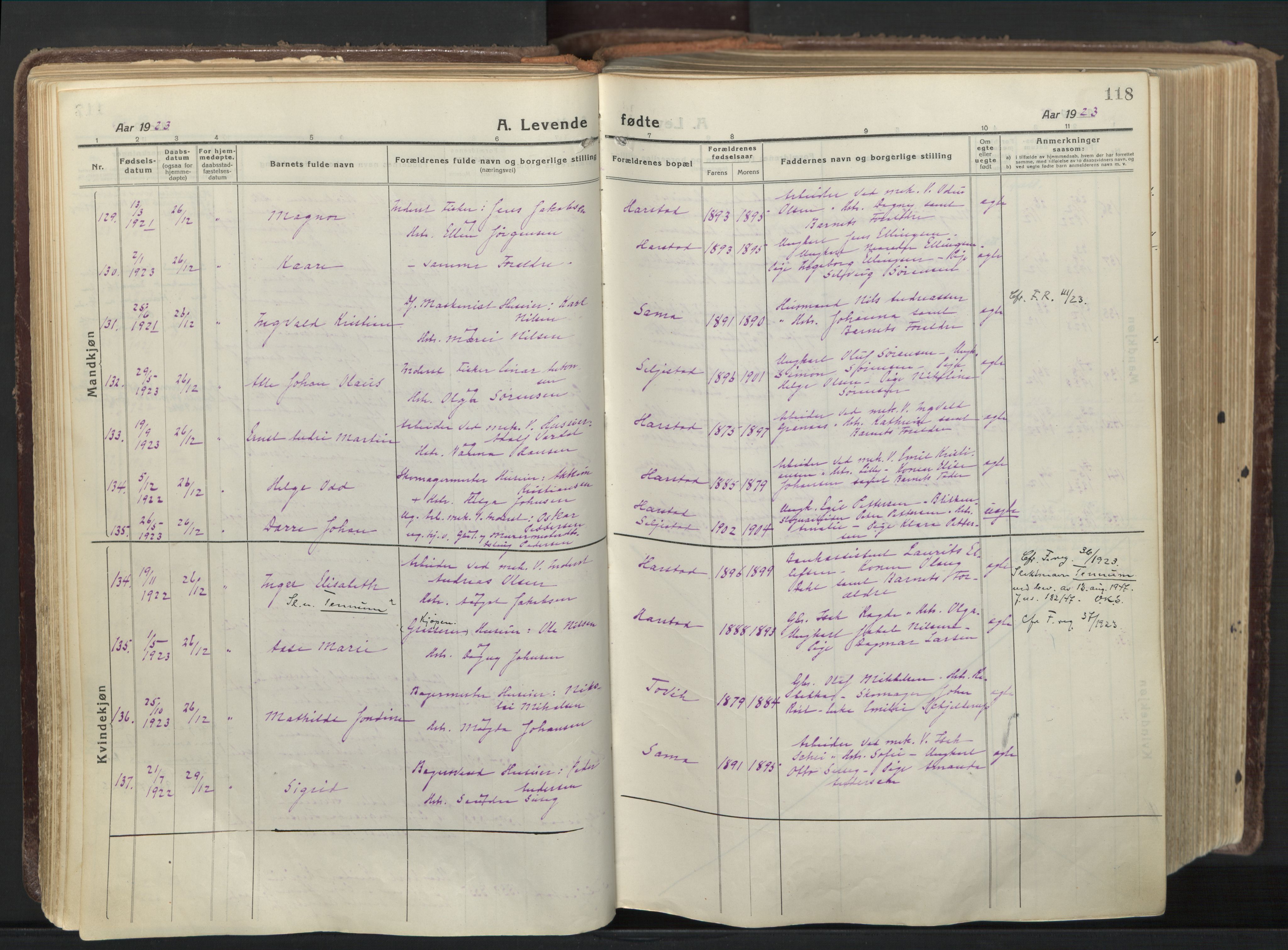 Trondenes sokneprestkontor, AV/SATØ-S-1319/H/Ha/L0019kirke: Parish register (official) no. 19, 1919-1928, p. 118