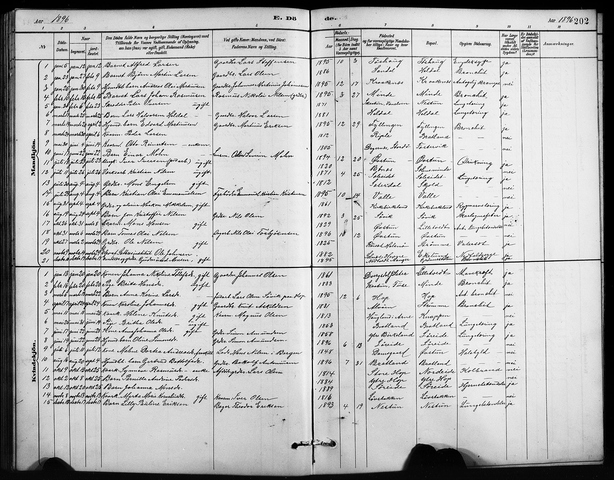 Birkeland Sokneprestembete, SAB/A-74601/H/Hab: Parish register (copy) no. A 4, 1888-1897, p. 202