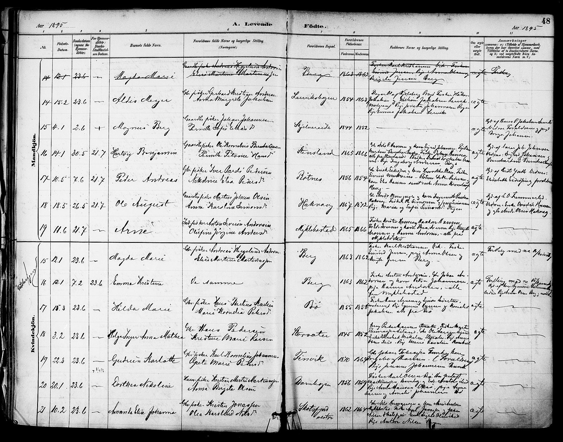 Ministerialprotokoller, klokkerbøker og fødselsregistre - Nordland, AV/SAT-A-1459/855/L0803: Parish register (official) no. 855A11, 1887-1905, p. 48