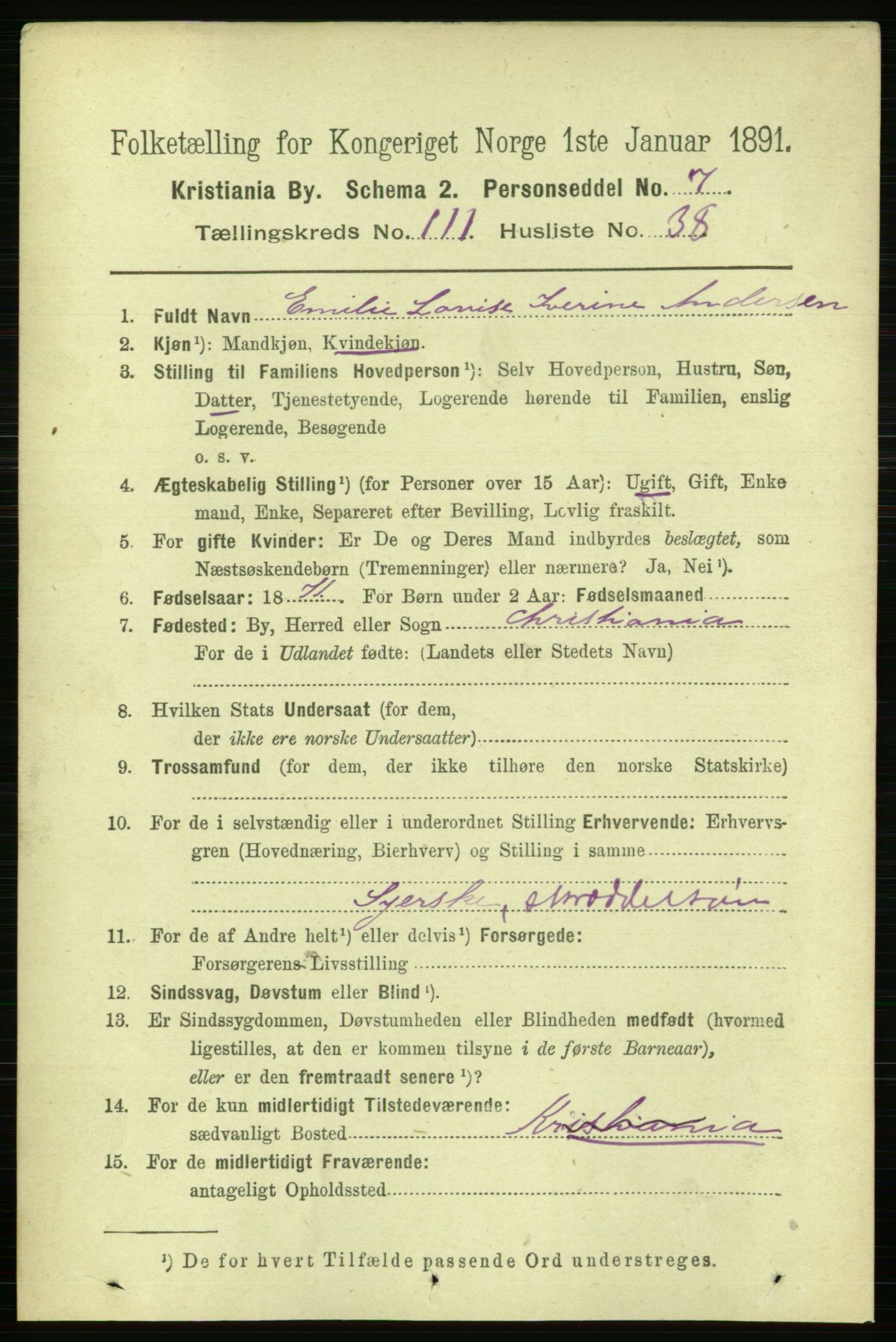 RA, 1891 census for 0301 Kristiania, 1891, p. 58927