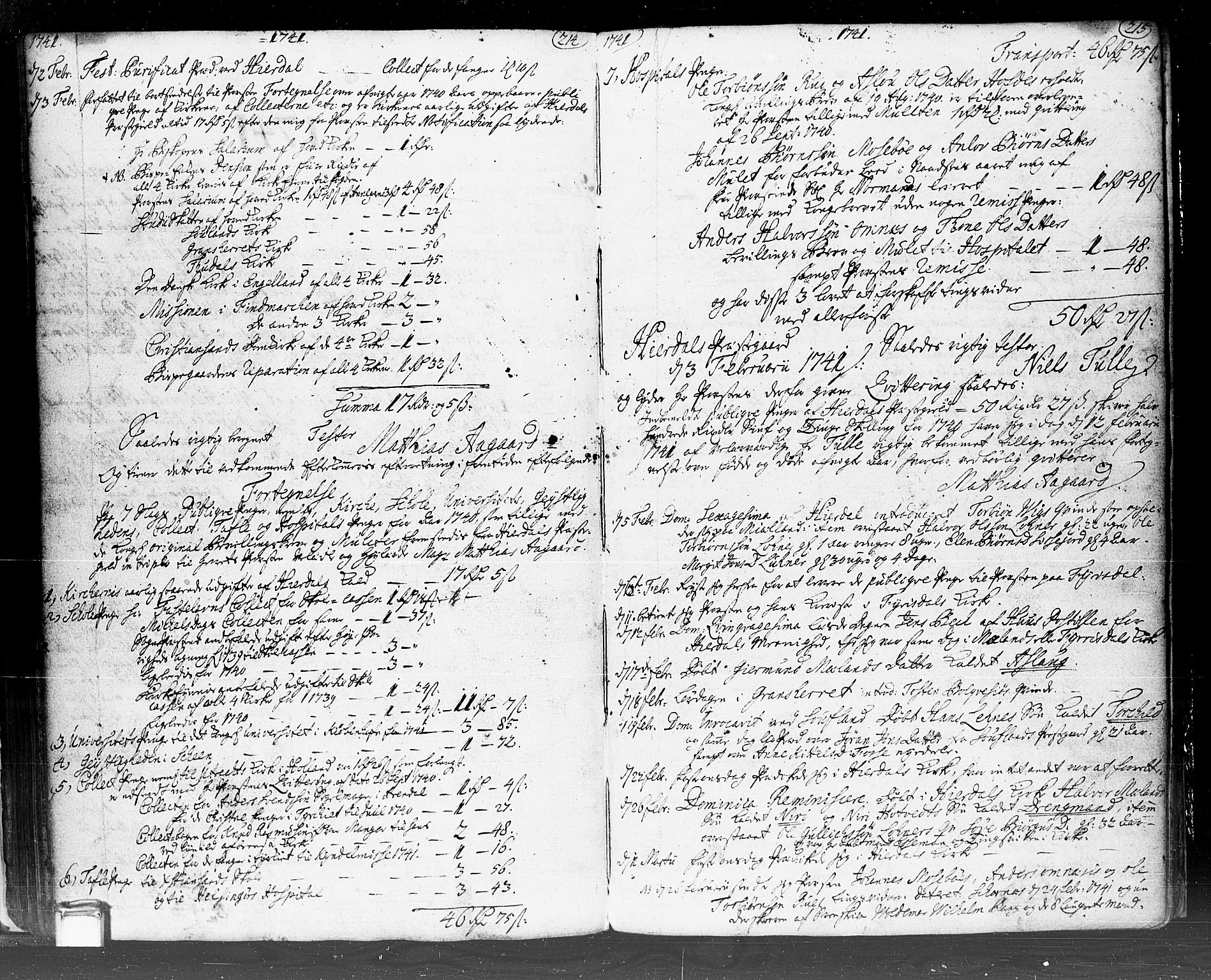 Hjartdal kirkebøker, SAKO/A-270/F/Fa/L0002: Parish register (official) no. I 2, 1716-1754, p. 214-215