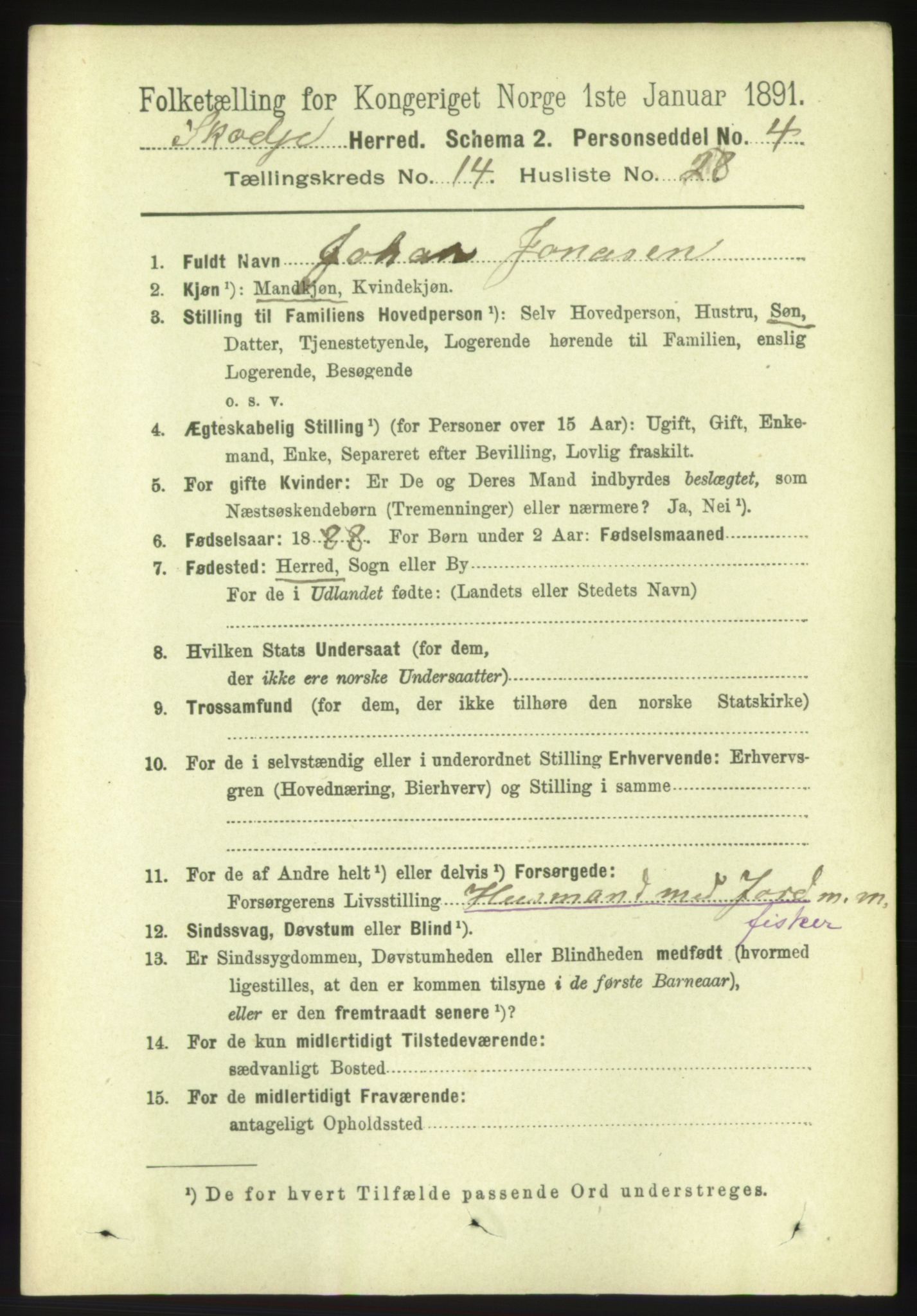 RA, 1891 census for 1529 Skodje, 1891, p. 3174