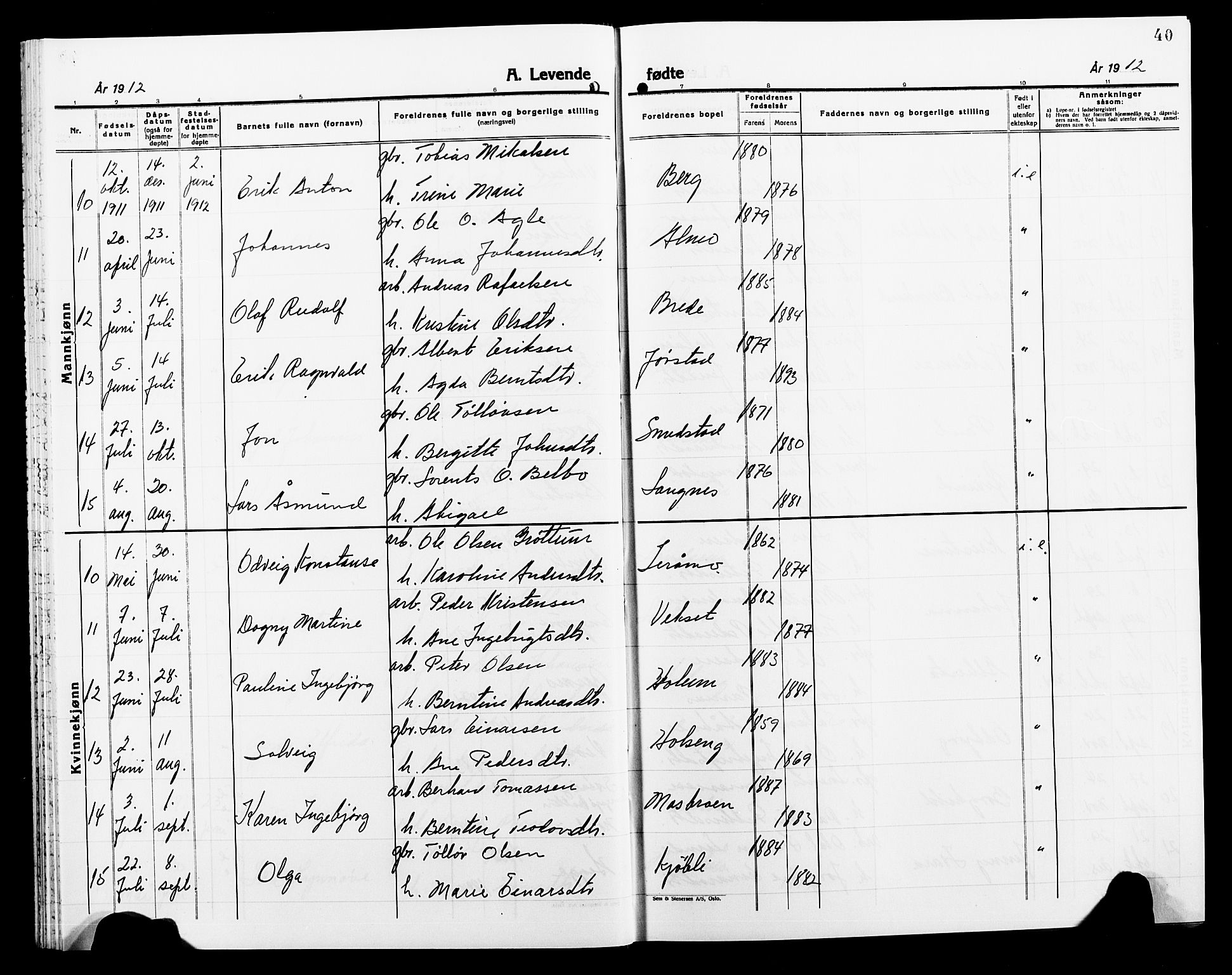 Ministerialprotokoller, klokkerbøker og fødselsregistre - Nord-Trøndelag, AV/SAT-A-1458/749/L0488: Parish register (official) no. 749D04, 1903-1915, p. 40