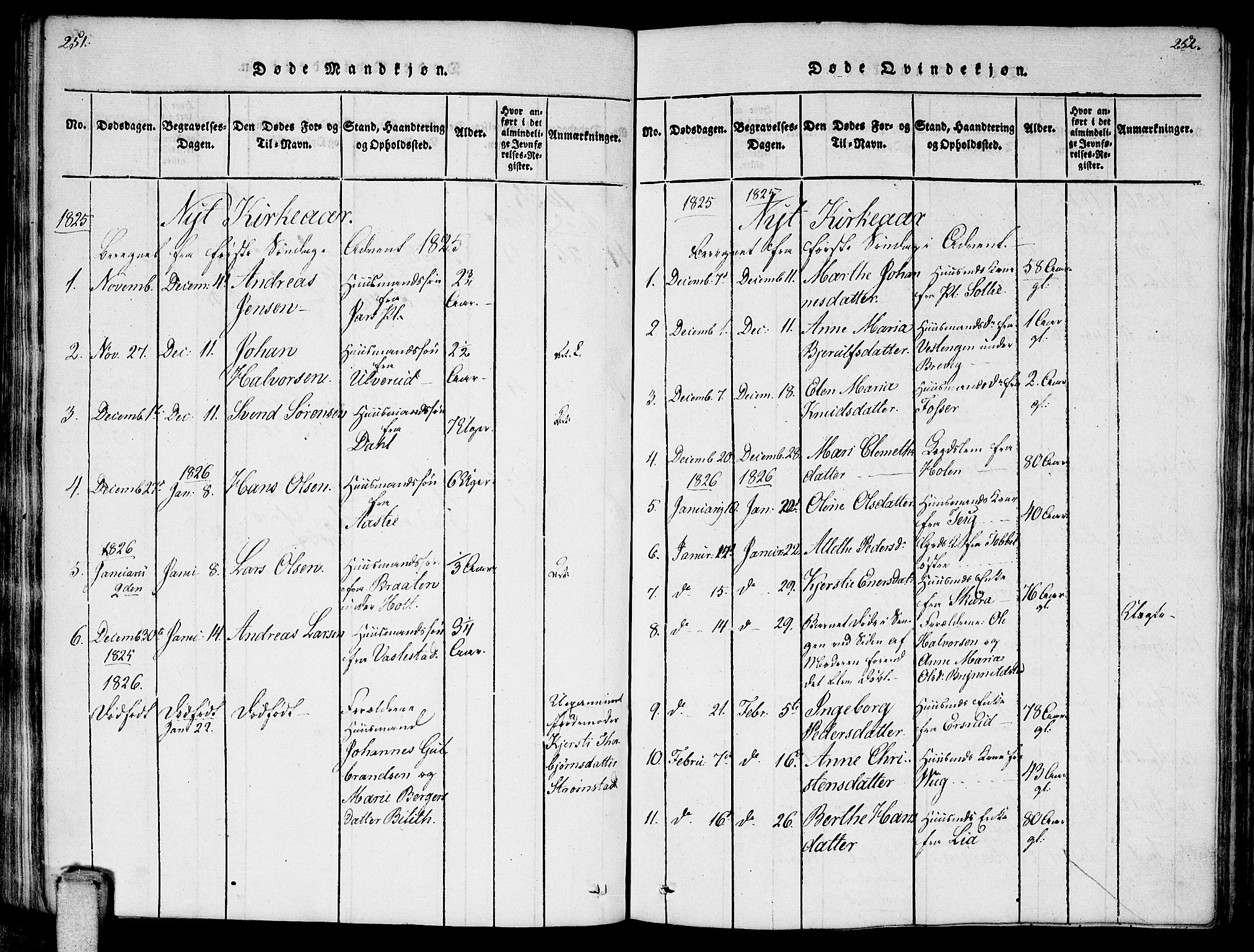 Enebakk prestekontor Kirkebøker, AV/SAO-A-10171c/F/Fa/L0006: Parish register (official) no. I 6, 1815-1832, p. 251-252