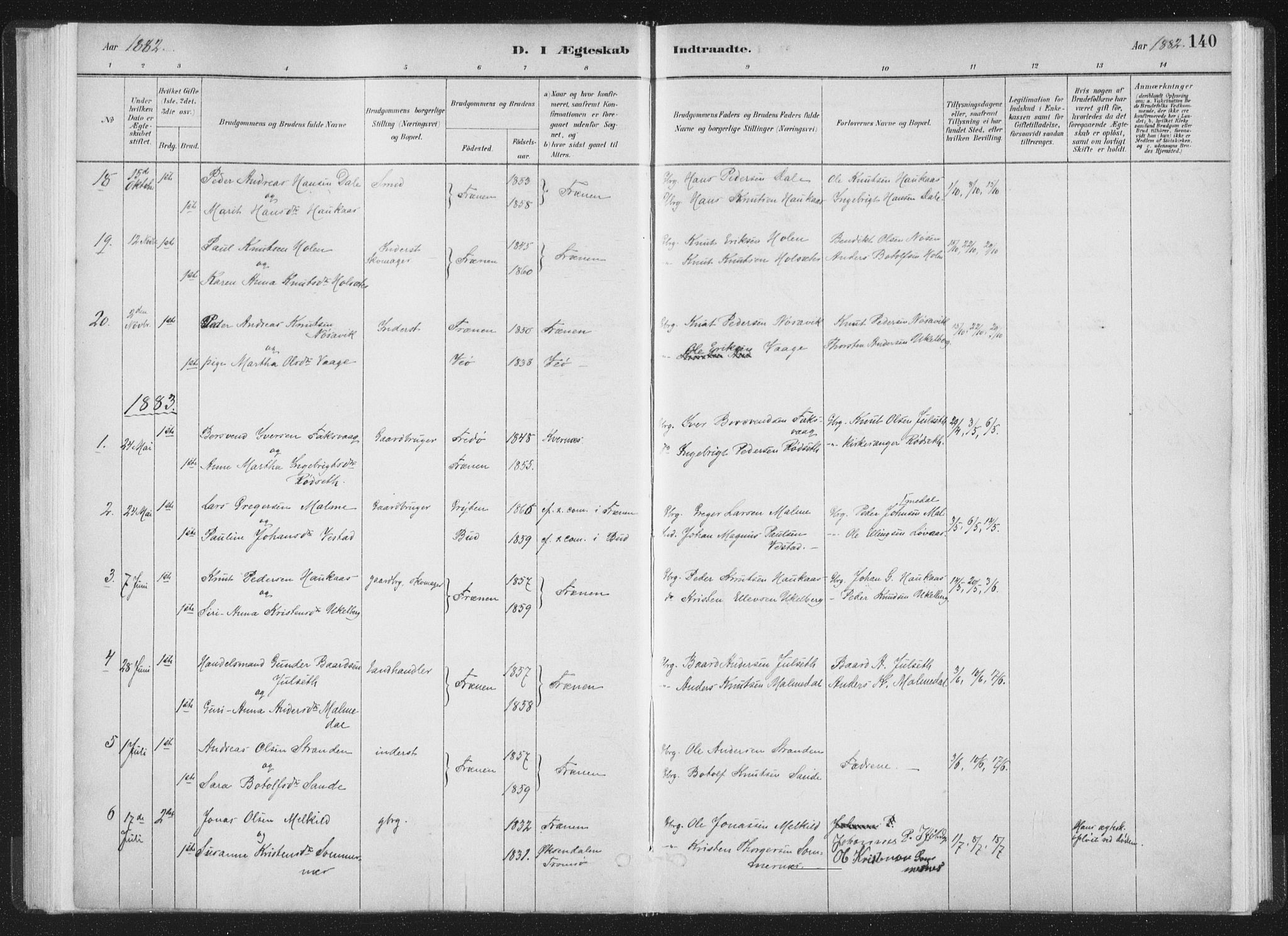 Ministerialprotokoller, klokkerbøker og fødselsregistre - Møre og Romsdal, AV/SAT-A-1454/564/L0740: Parish register (official) no. 564A01, 1880-1899, p. 140