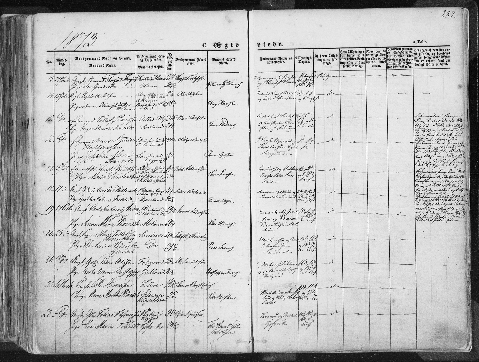 Høyland sokneprestkontor, SAST/A-101799/001/30BA/L0010: Parish register (official) no. A 9.1, 1857-1877, p. 237
