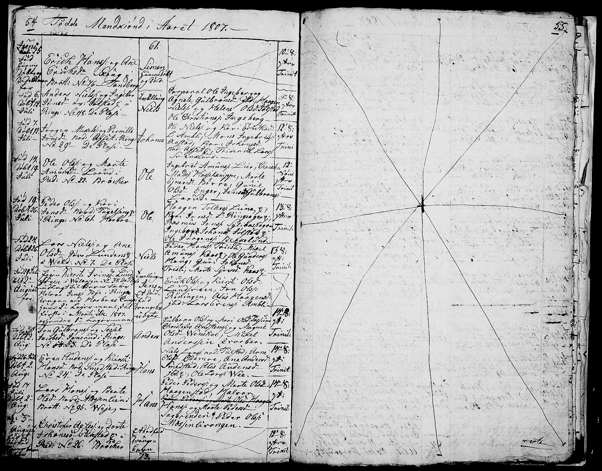 Ringsaker prestekontor, AV/SAH-PREST-014/I/Ia/L0005/0007: Parish register draft no. 1G, 1805-1808, p. 54-55