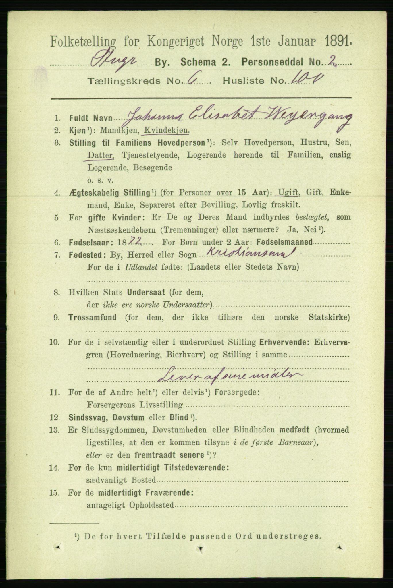 RA, 1891 census for 1103 Stavanger, 1891, p. 10891