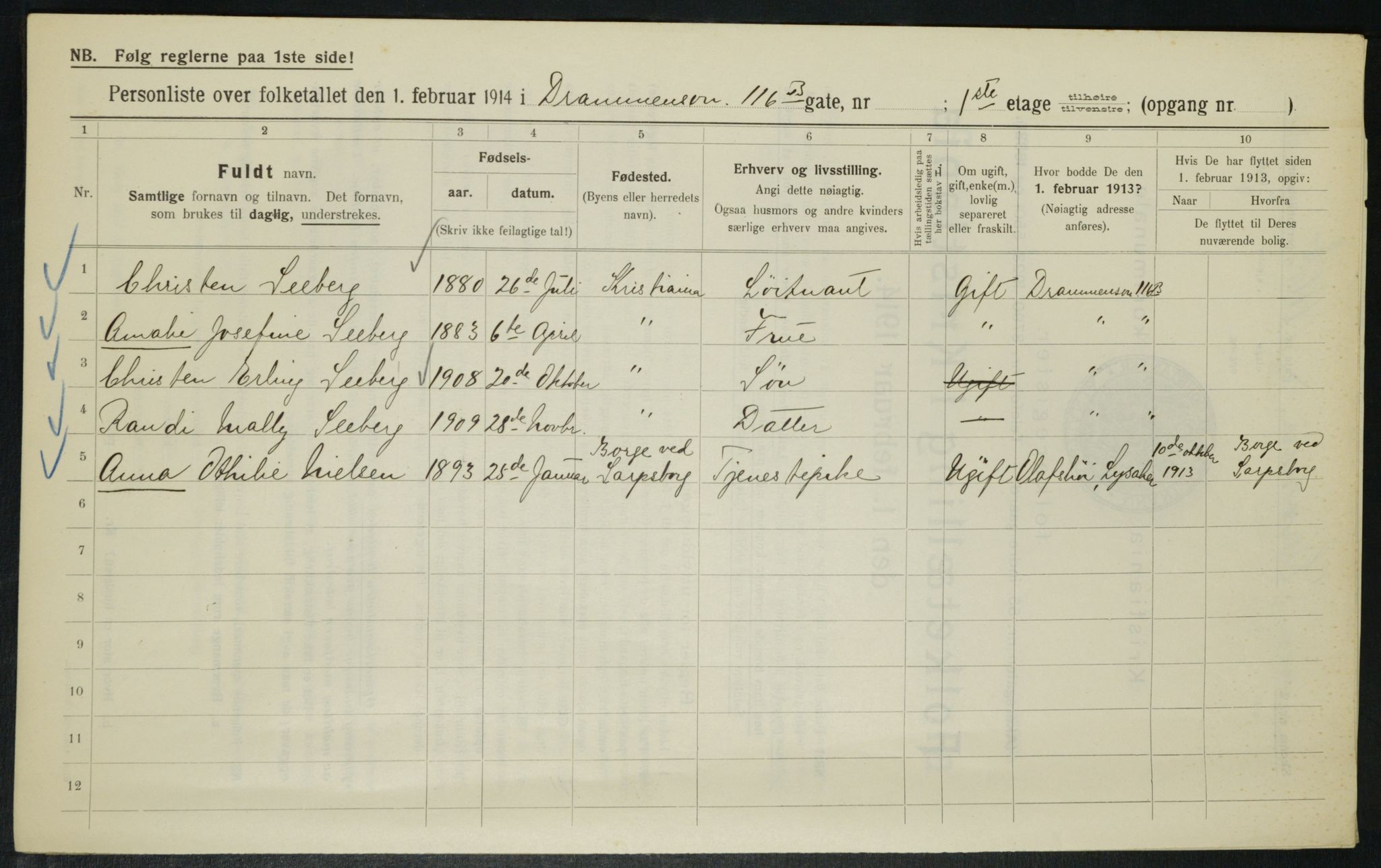 OBA, Municipal Census 1914 for Kristiania, 1914, p. 17293