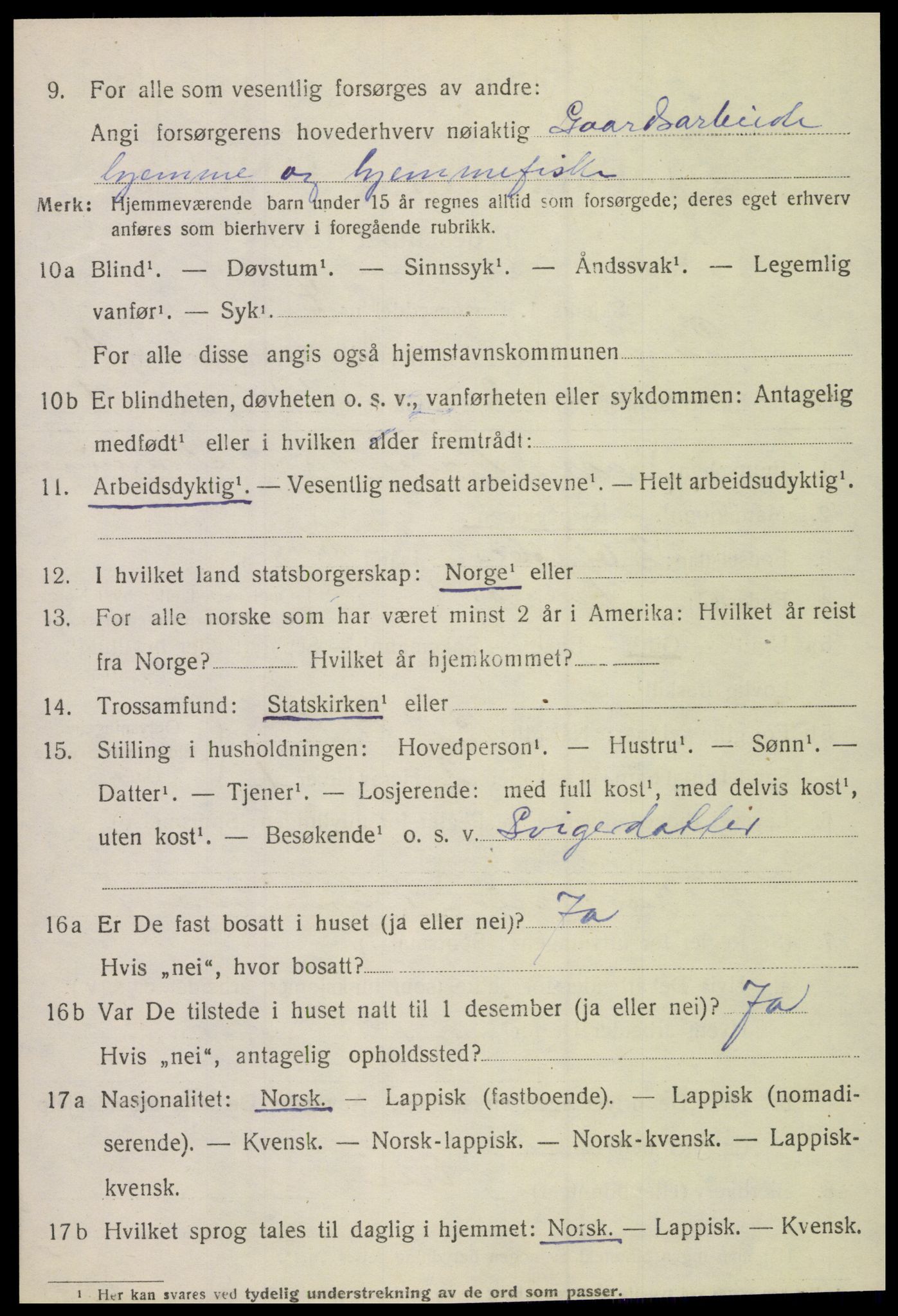 SAT, 1920 census for Lurøy, 1920, p. 4440