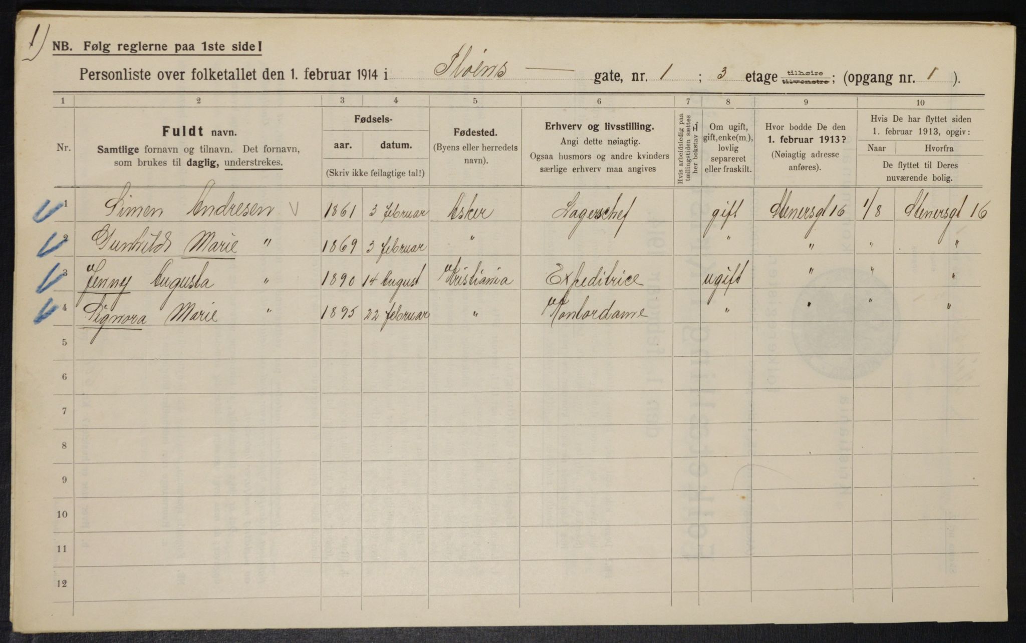 OBA, Municipal Census 1914 for Kristiania, 1914, p. 80966