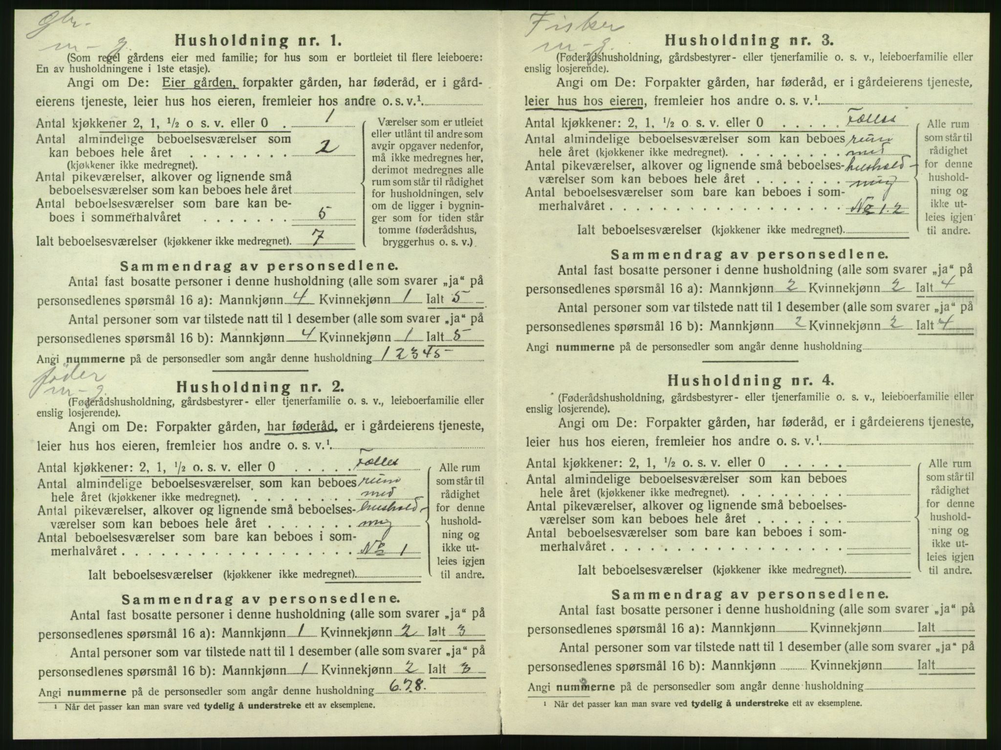 SAT, 1920 census for Nesna, 1920, p. 540