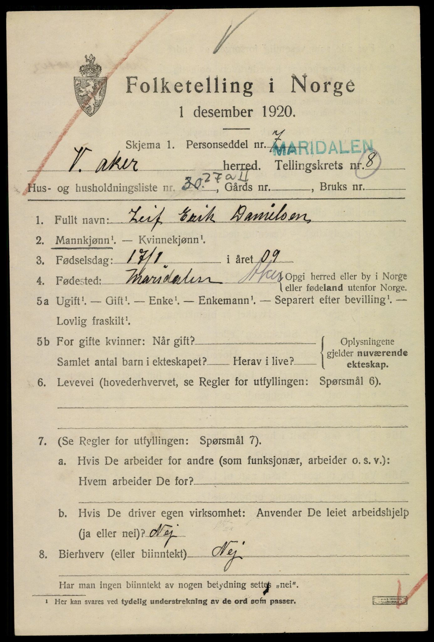 SAO, 1920 census for Aker, 1920, p. 56730