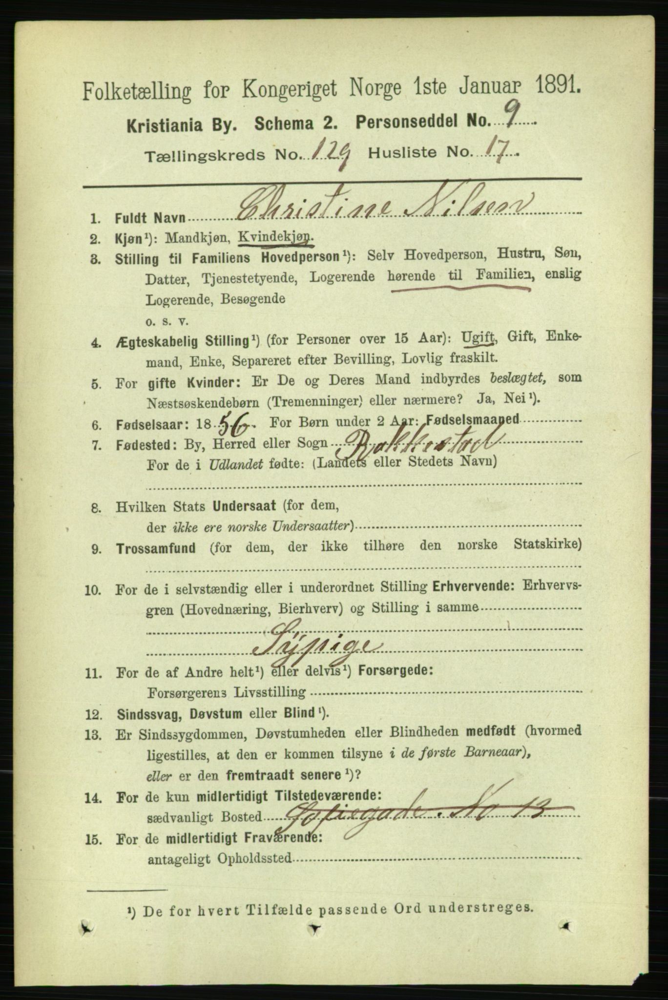 RA, 1891 census for 0301 Kristiania, 1891, p. 69710