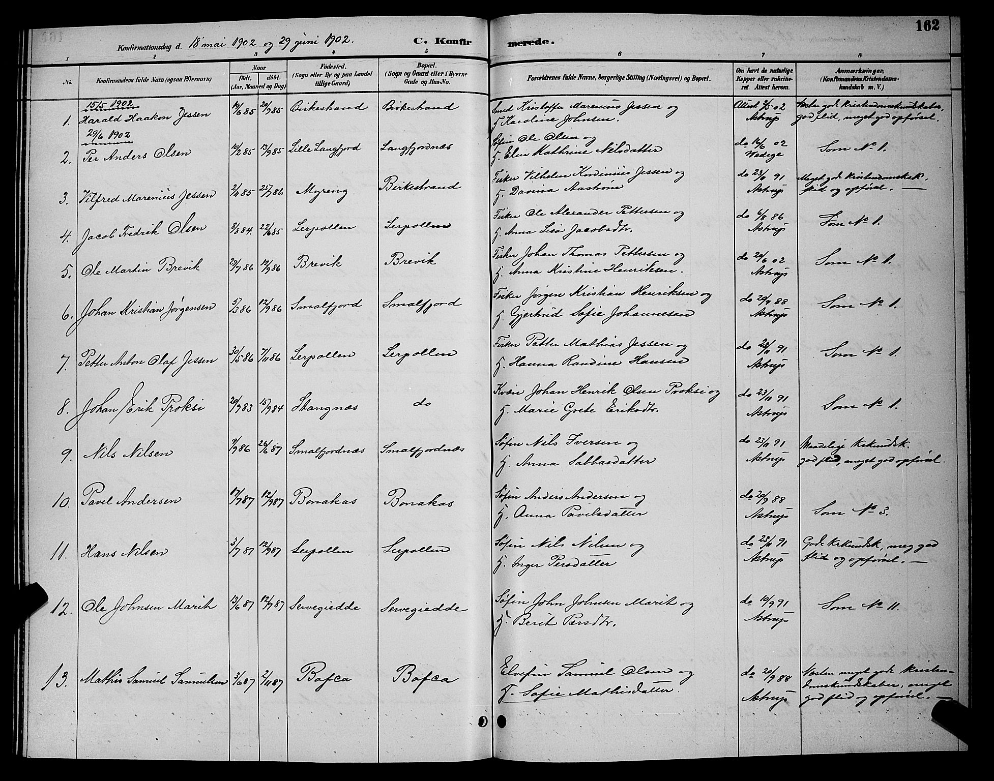 Tana sokneprestkontor, SATØ/S-1334/H/Hb/L0004klokker: Parish register (copy) no. 4, 1890-1903, p. 162