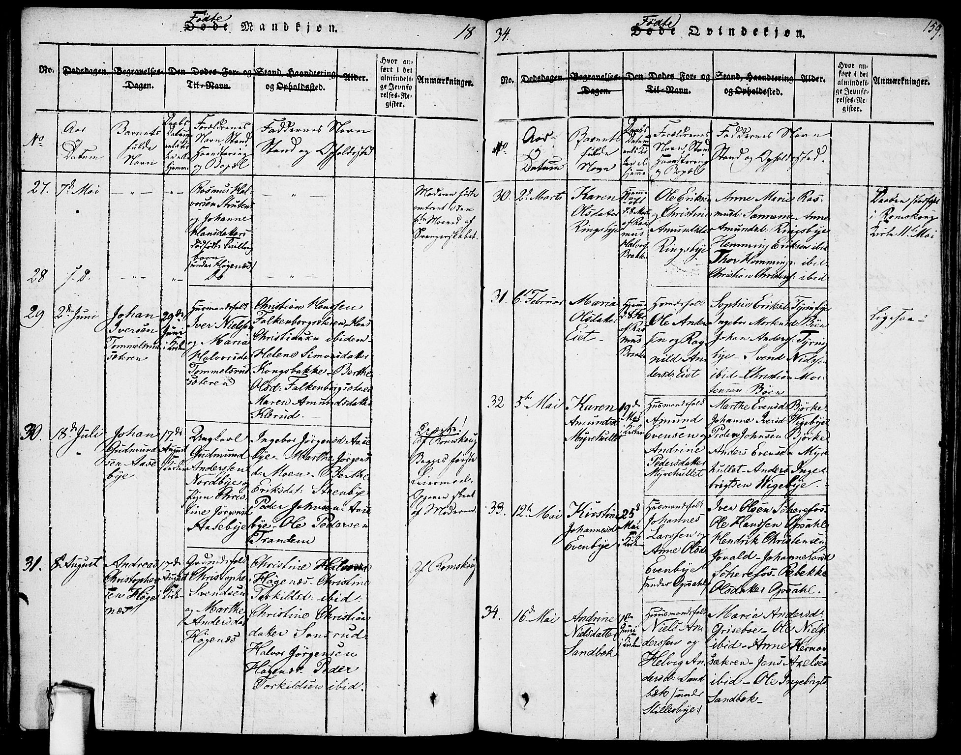 Rødenes prestekontor Kirkebøker, AV/SAO-A-2005/F/Fa/L0004: Parish register (official) no. I 4, 1814-1838, p. 159