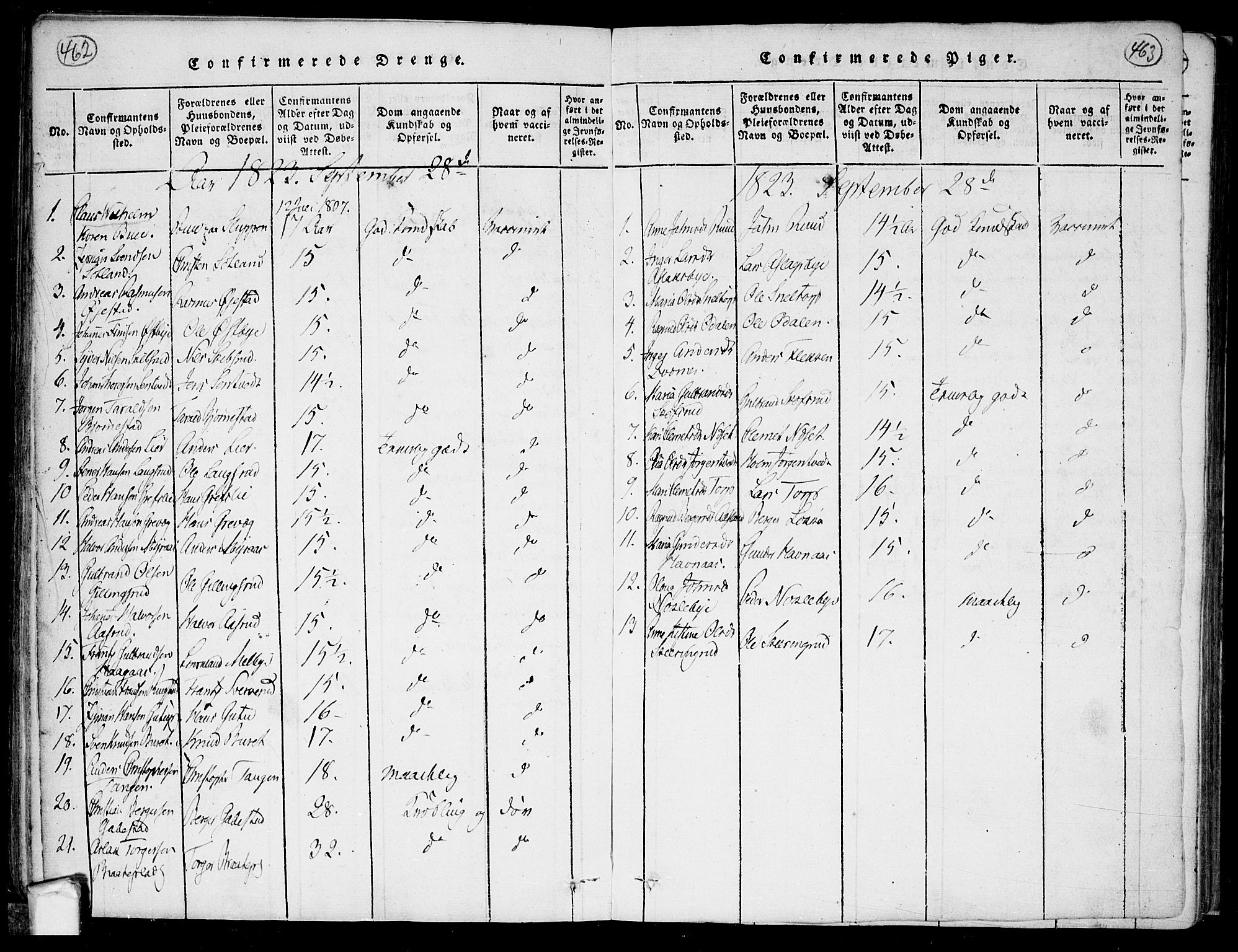 Trøgstad prestekontor Kirkebøker, SAO/A-10925/F/Fa/L0006: Parish register (official) no. I 6, 1815-1844, p. 462-463