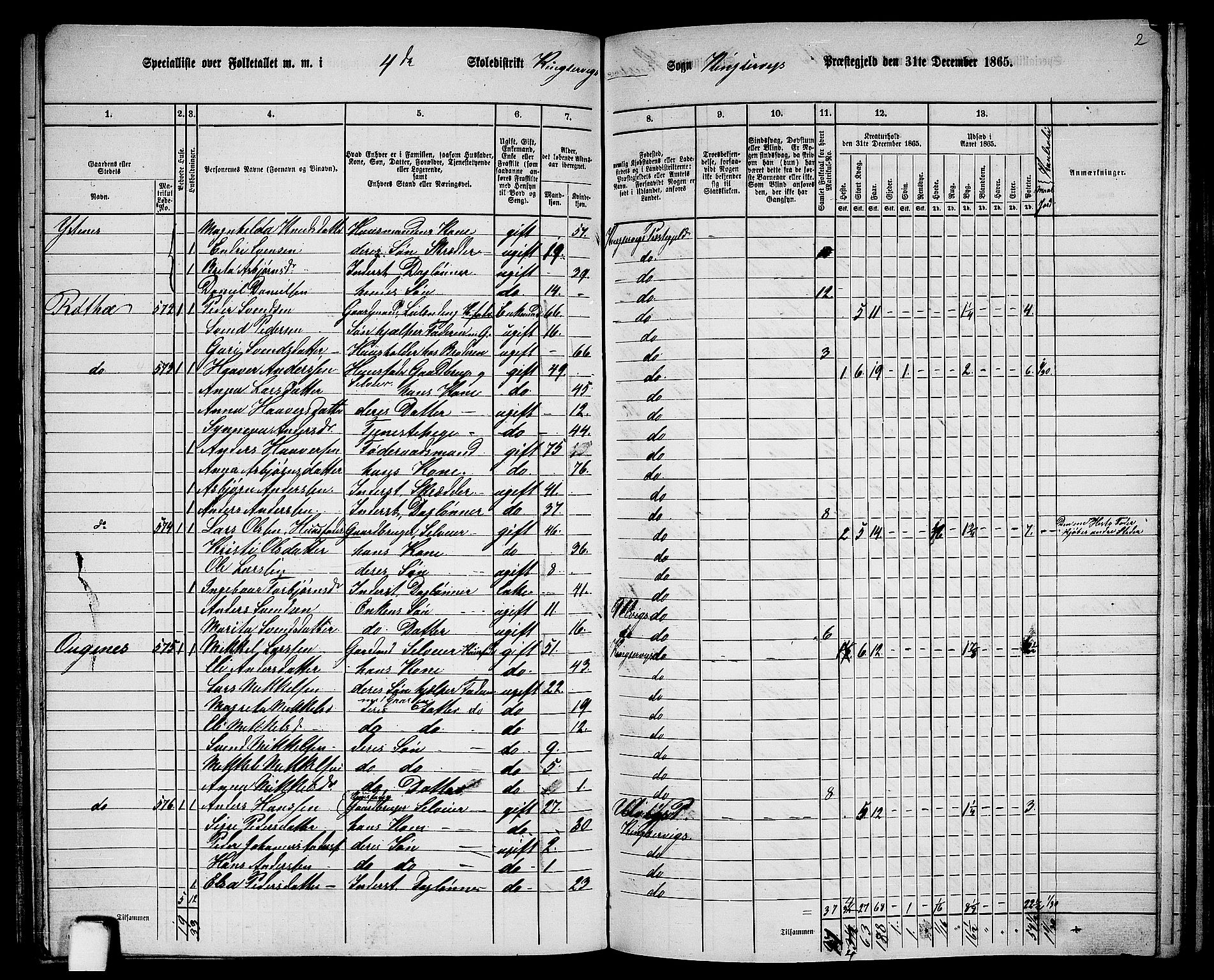 RA, 1865 census for Kinsarvik, 1865, p. 147