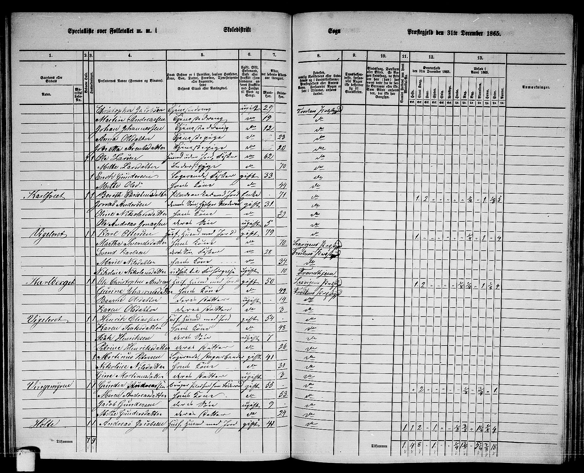 RA, 1865 census for Frosta, 1865, p. 84