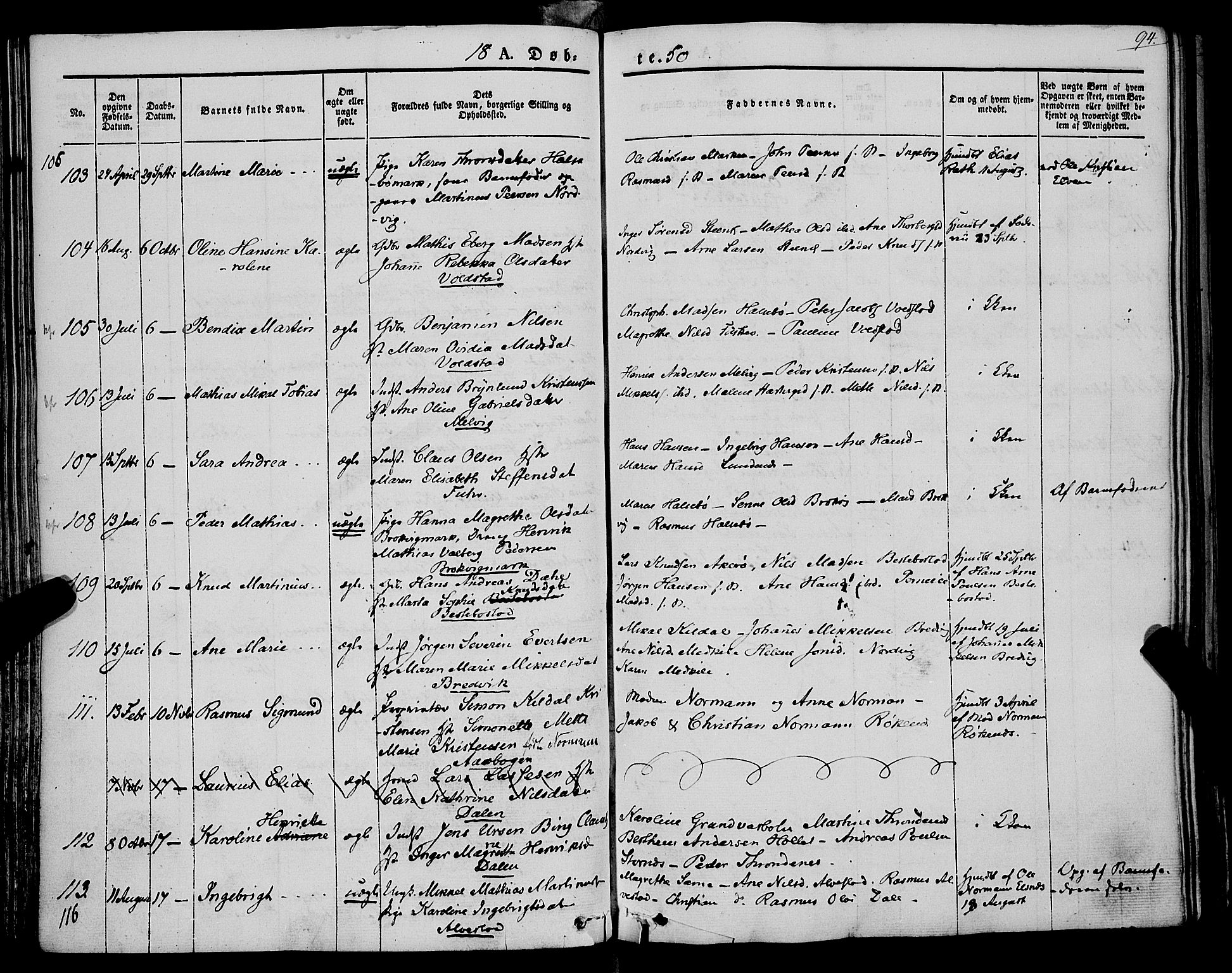 Trondenes sokneprestkontor, SATØ/S-1319/H/Ha/L0009kirke: Parish register (official) no. 9, 1841-1852, p. 94