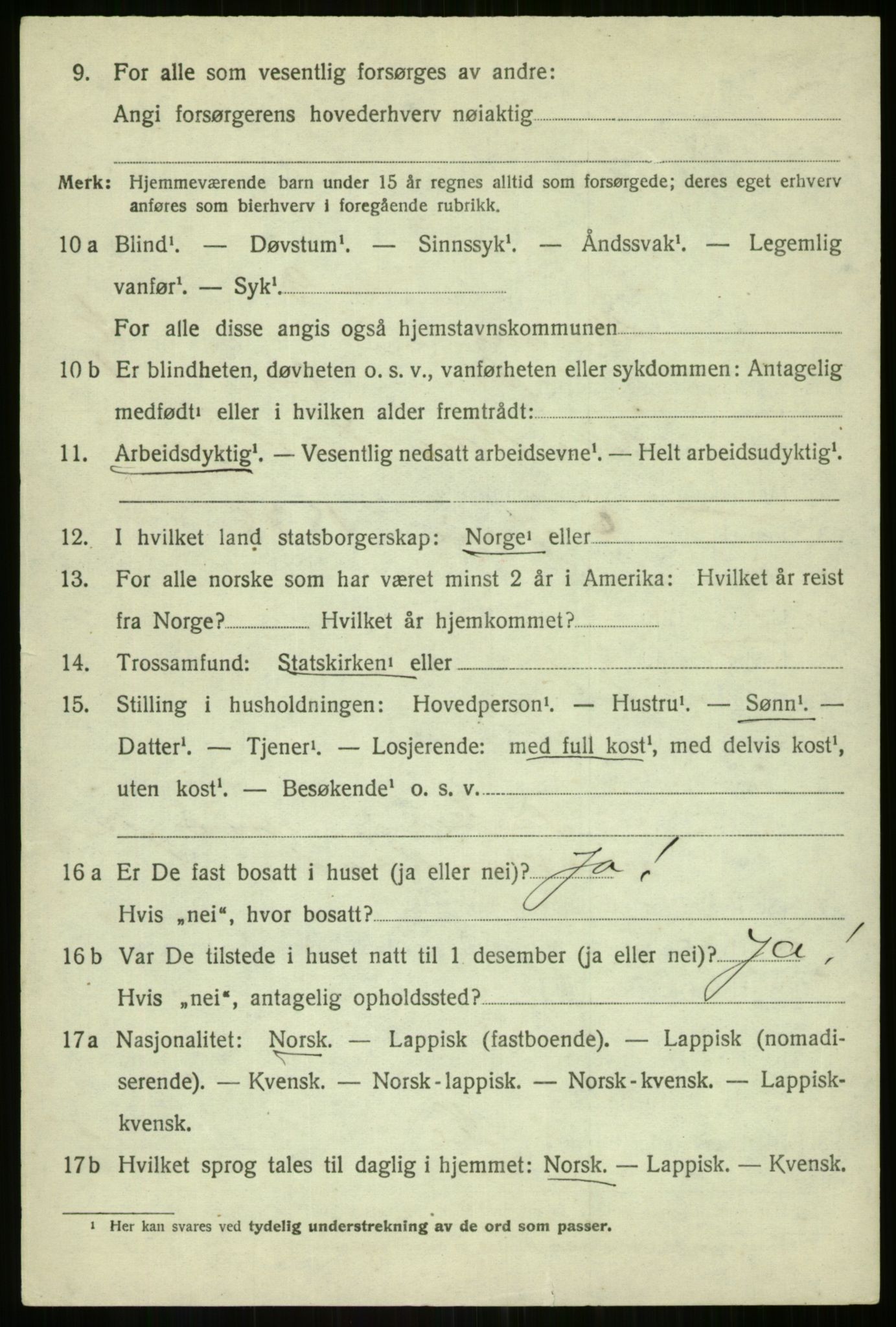 SATØ, 1920 census for Malangen, 1920, p. 3864