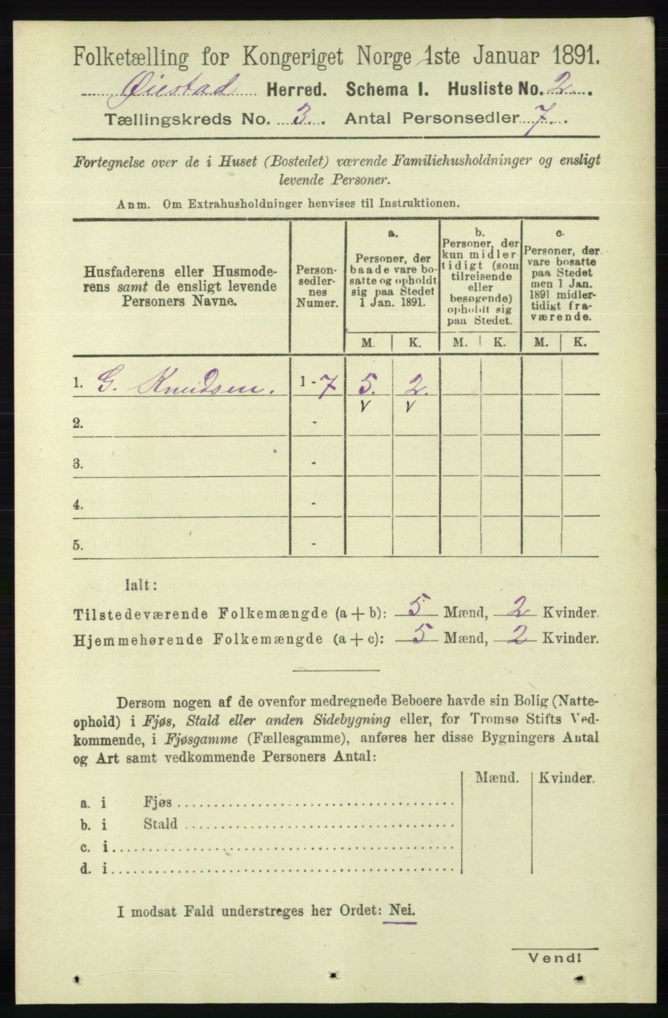 RA, 1891 census for 0920 Øyestad, 1891, p. 837