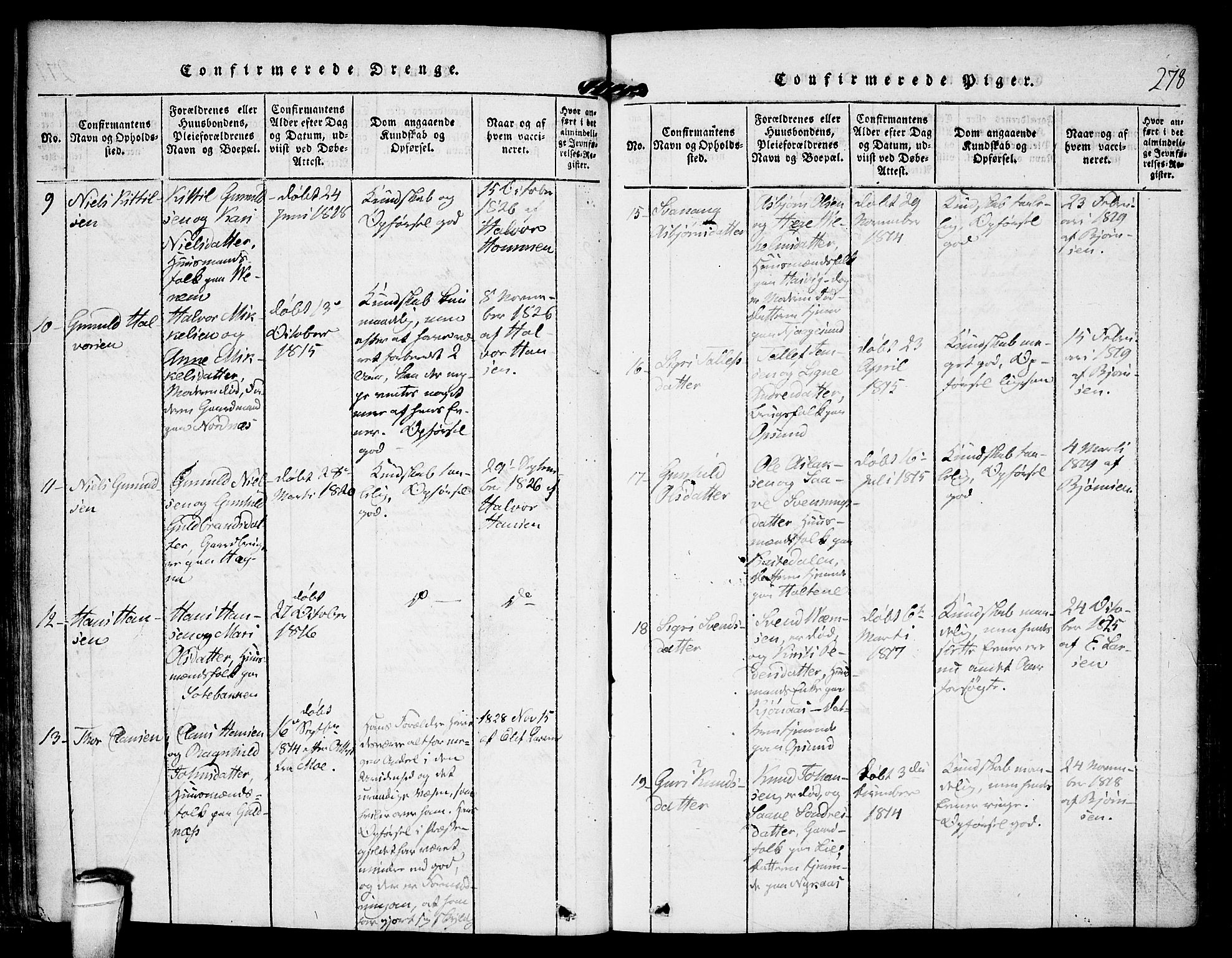 Kviteseid kirkebøker, AV/SAKO-A-276/F/Fa/L0005: Parish register (official) no. I 5, 1815-1836, p. 278